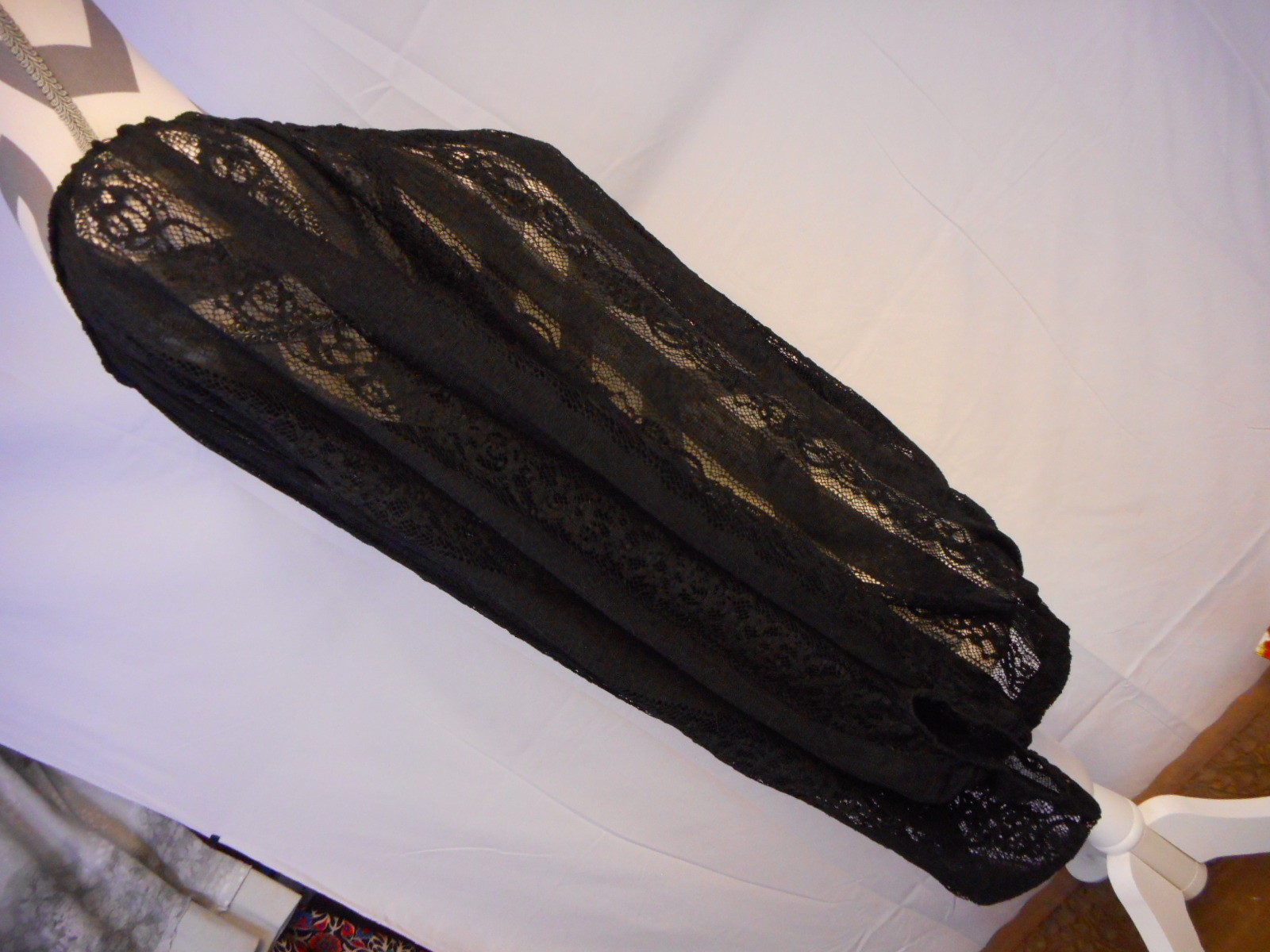 Black Lacey Shear Peasant Style Poof Large 90% nylon 10% Spandex