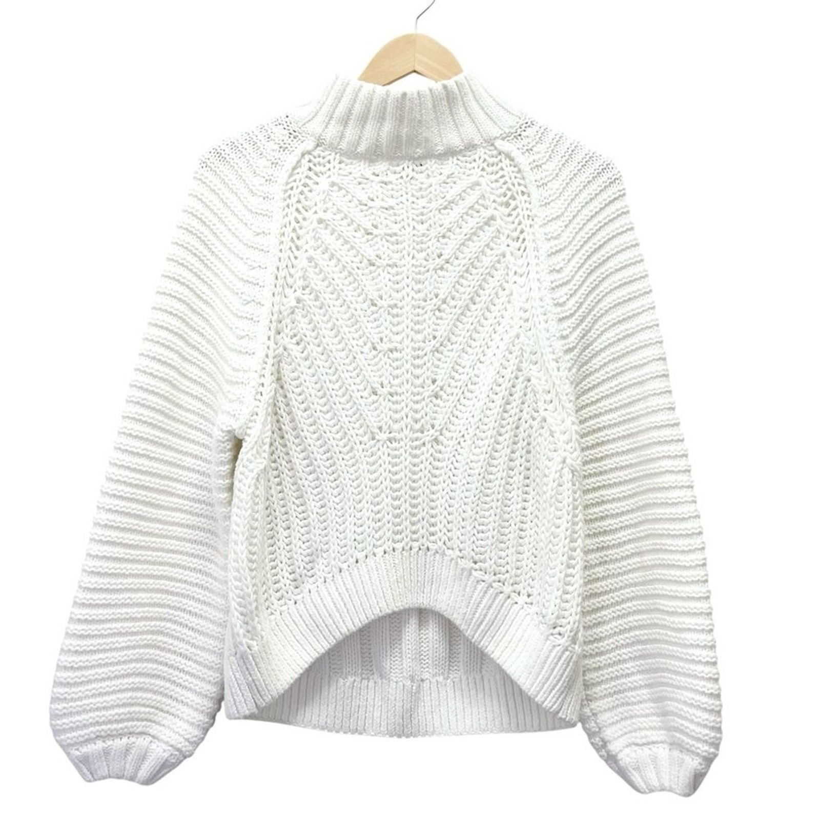 Free People Sweetheart Sweater Ivory Chunky Knit Mockneck Pullover Size Small
