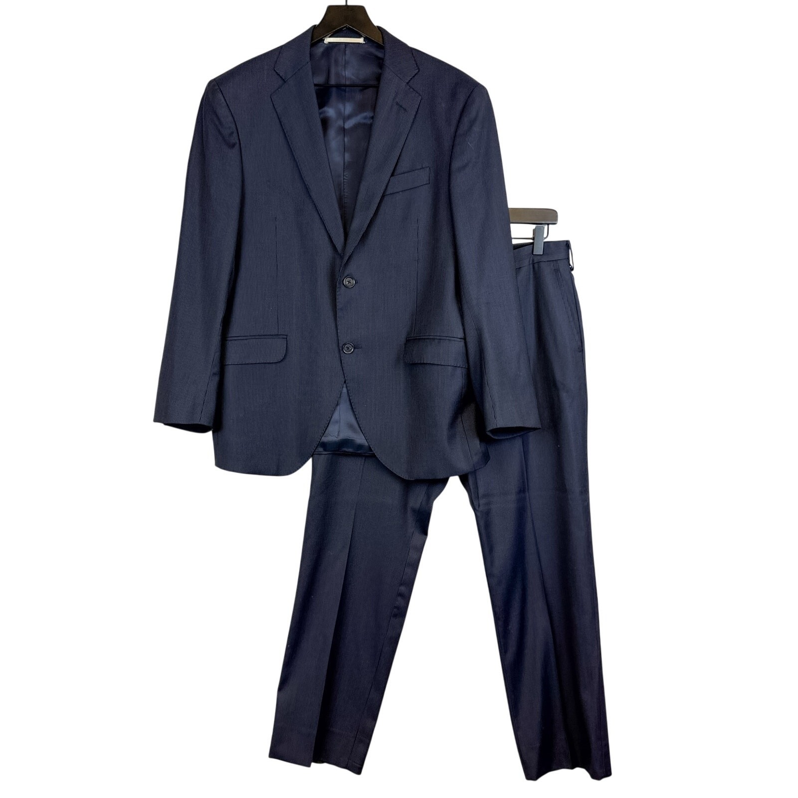 Hackett London Wool Loro Piana Mayfair Suit Set Navy Blue Stripe – 40S 34×28