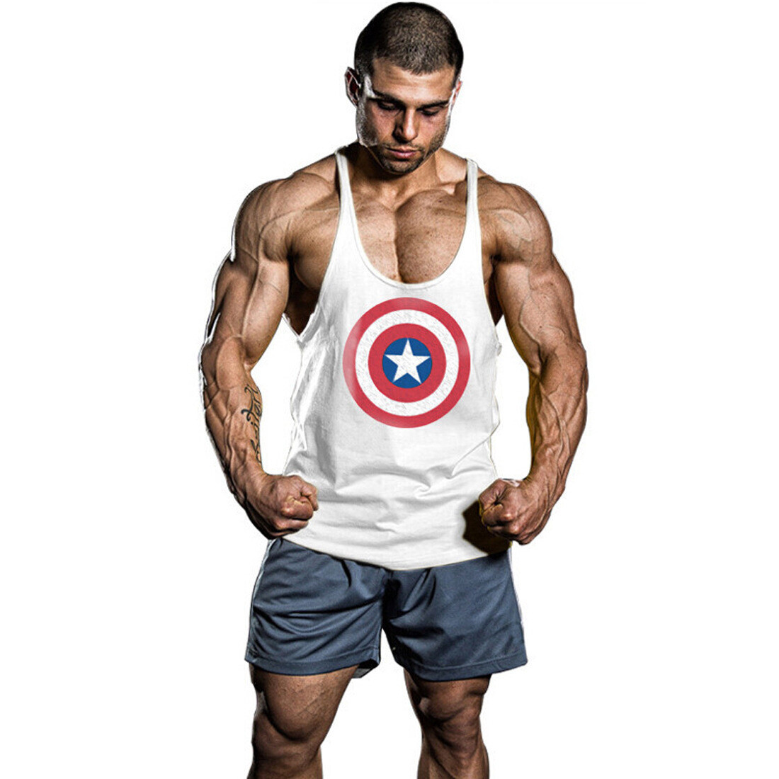 Mens Workout Stringer Tank Tops Muscle Sleeveless Shirts Gym Bodybuilding Vest