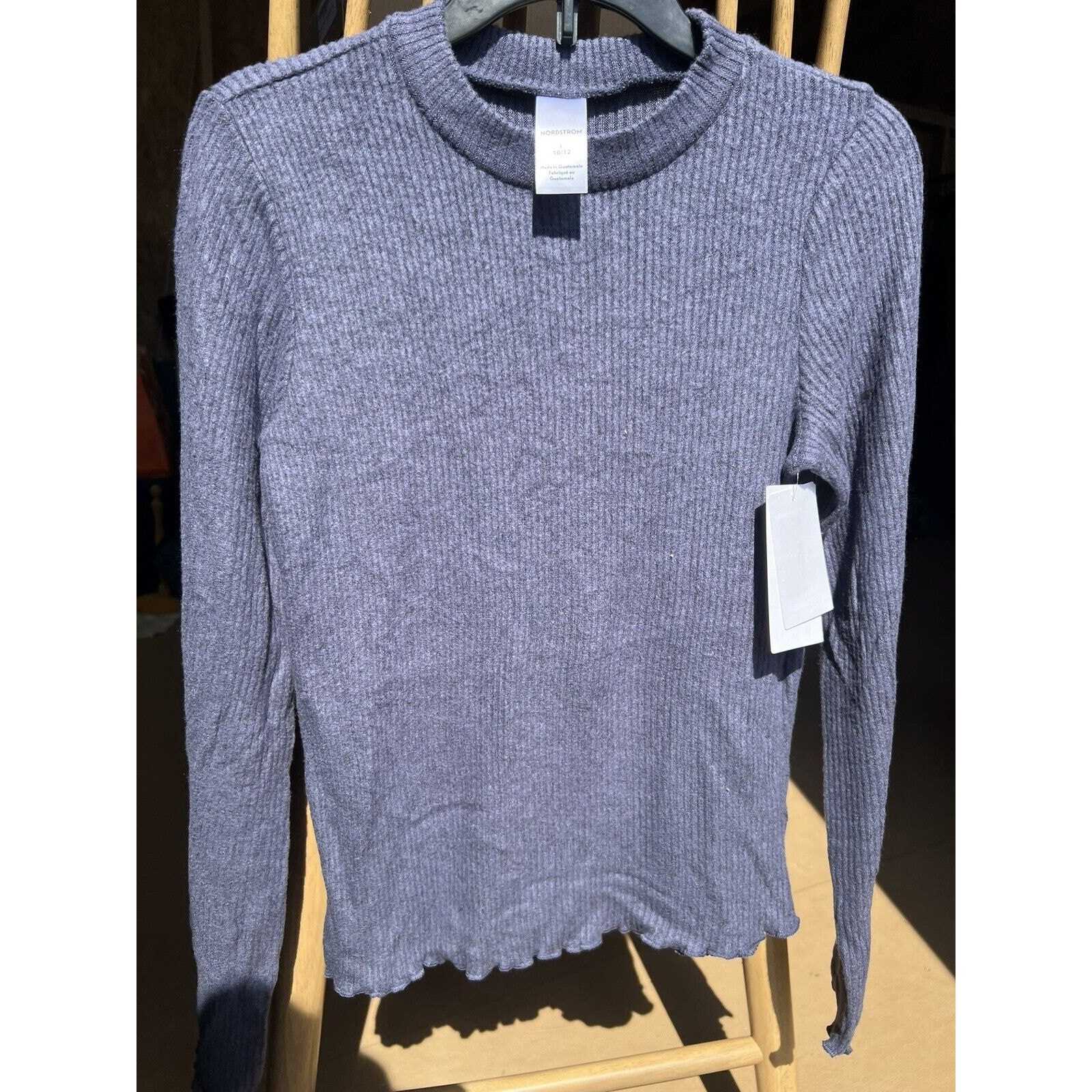 Nordstrom Girl’s Cozy Mock Neck Top in Navy Denim- Large (10/12)