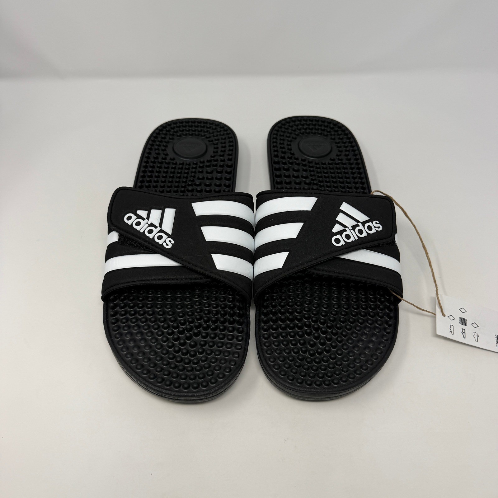Adidas Adissage Slides Men’s Size 12 Black White Massage Pins NWB