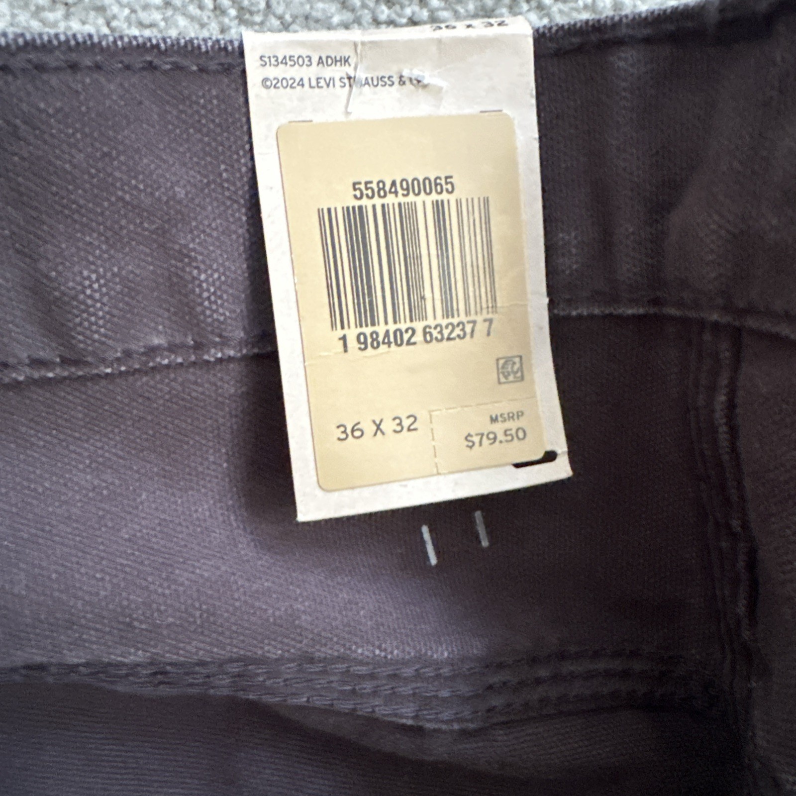 Levis 568 Utility Carpenter Gray Loose Fit Canvas Denim Men’s Sz. 36Wx32 See Des