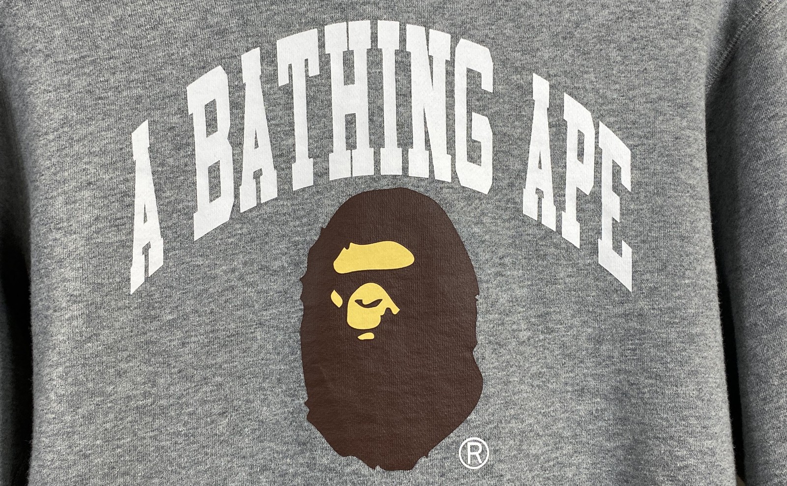 A Bathing Ape College Logo Pullover Hoodie Gray Bape Ape Head Size M
