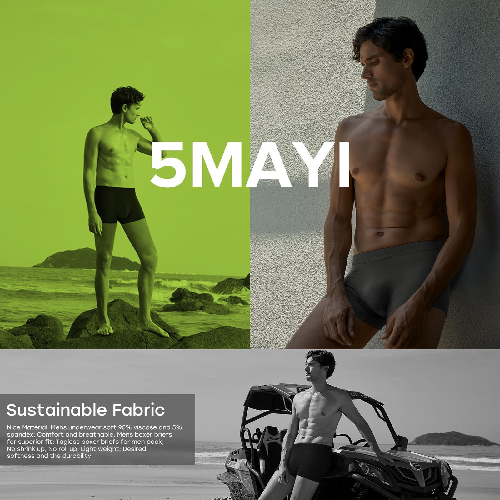5Mayi Bamboo Viscose Boxer Briefs X-Large, A:4 Pairs Mens Trunks