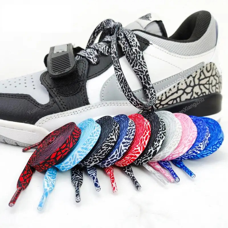 1Pair Burst Crack Texture Shoelaces Flat AF1/AJ Sneakers Shoe laces Fashion Leop