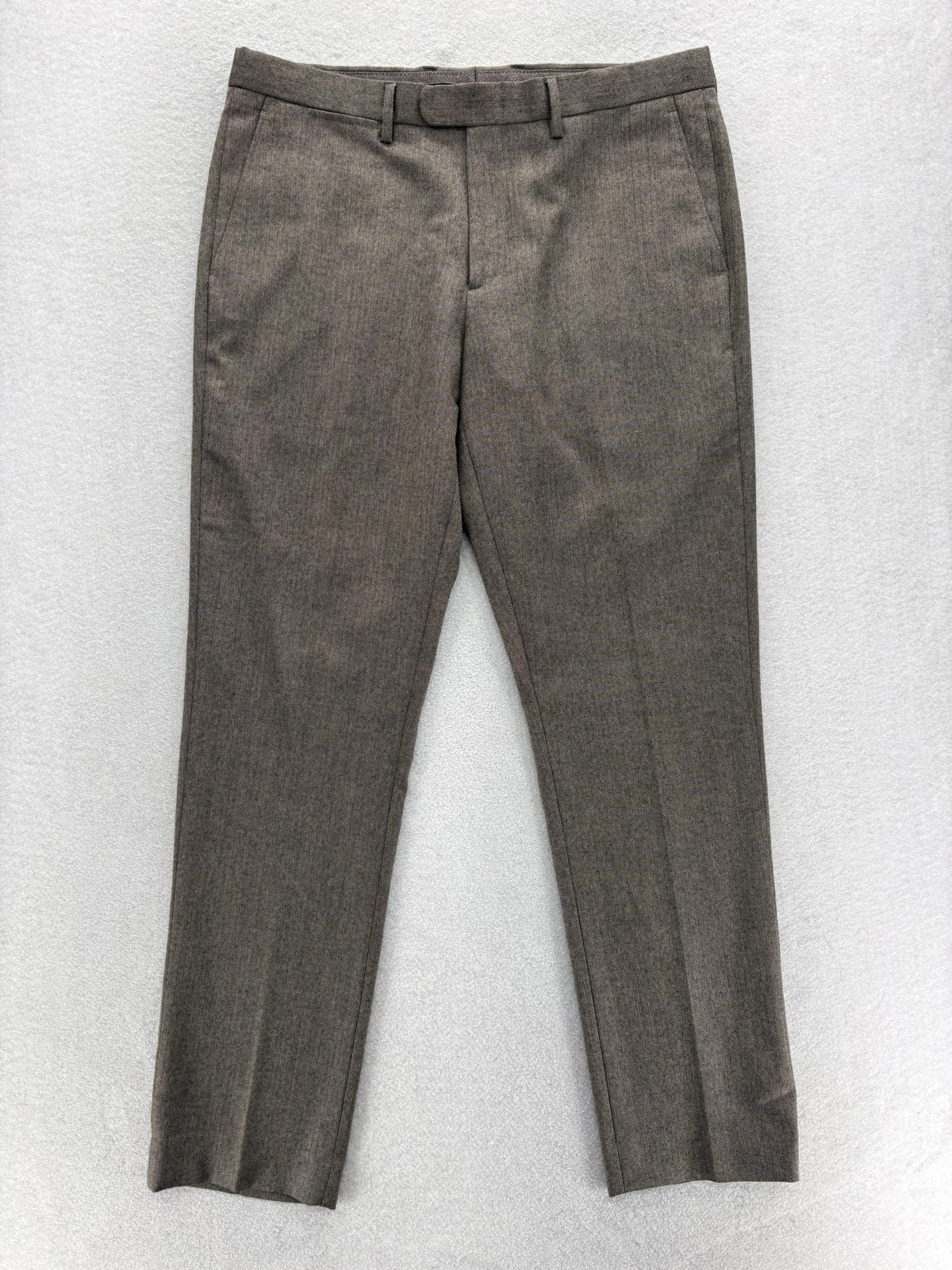 J.Crew Bowery Dress Pants Mens 34×32 Brown Wool Slim Fit Herringbone Tweed