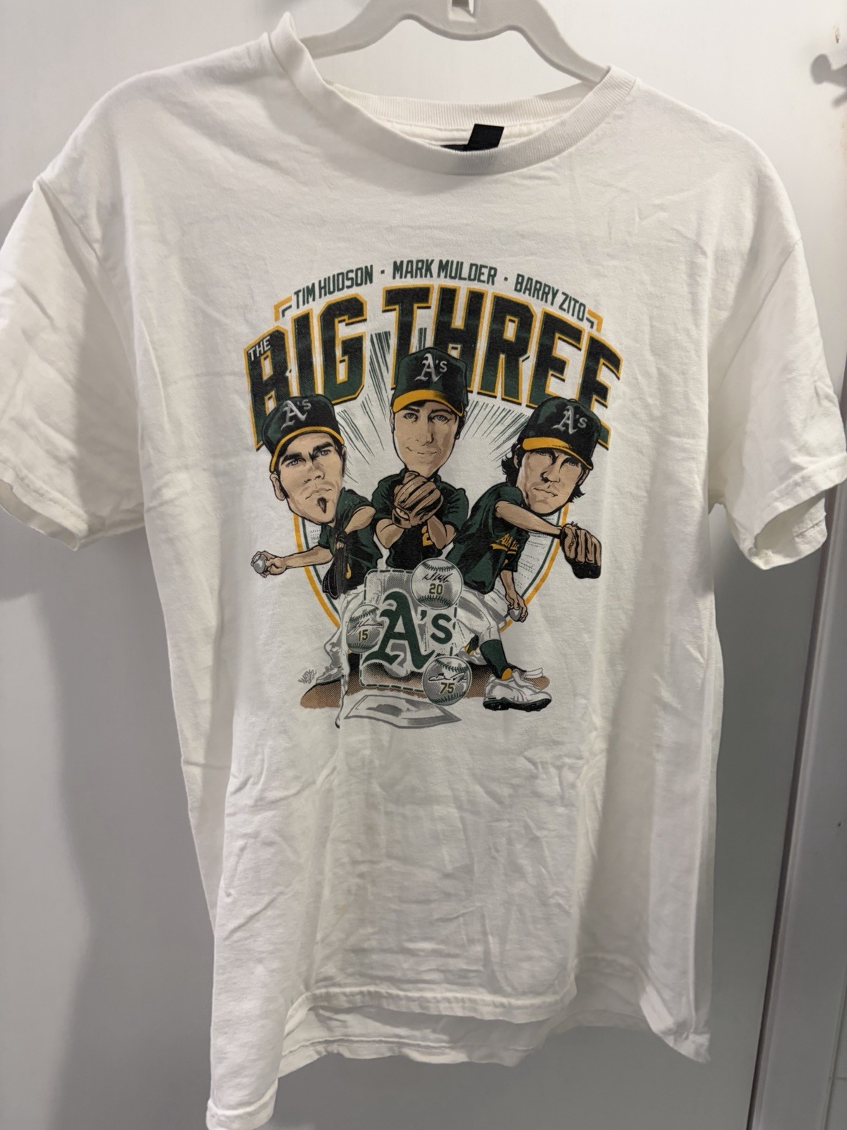 Vintage Oakland Athletics MLB Money Ball Baseball Team Big 3 Zito + Shirt Medium