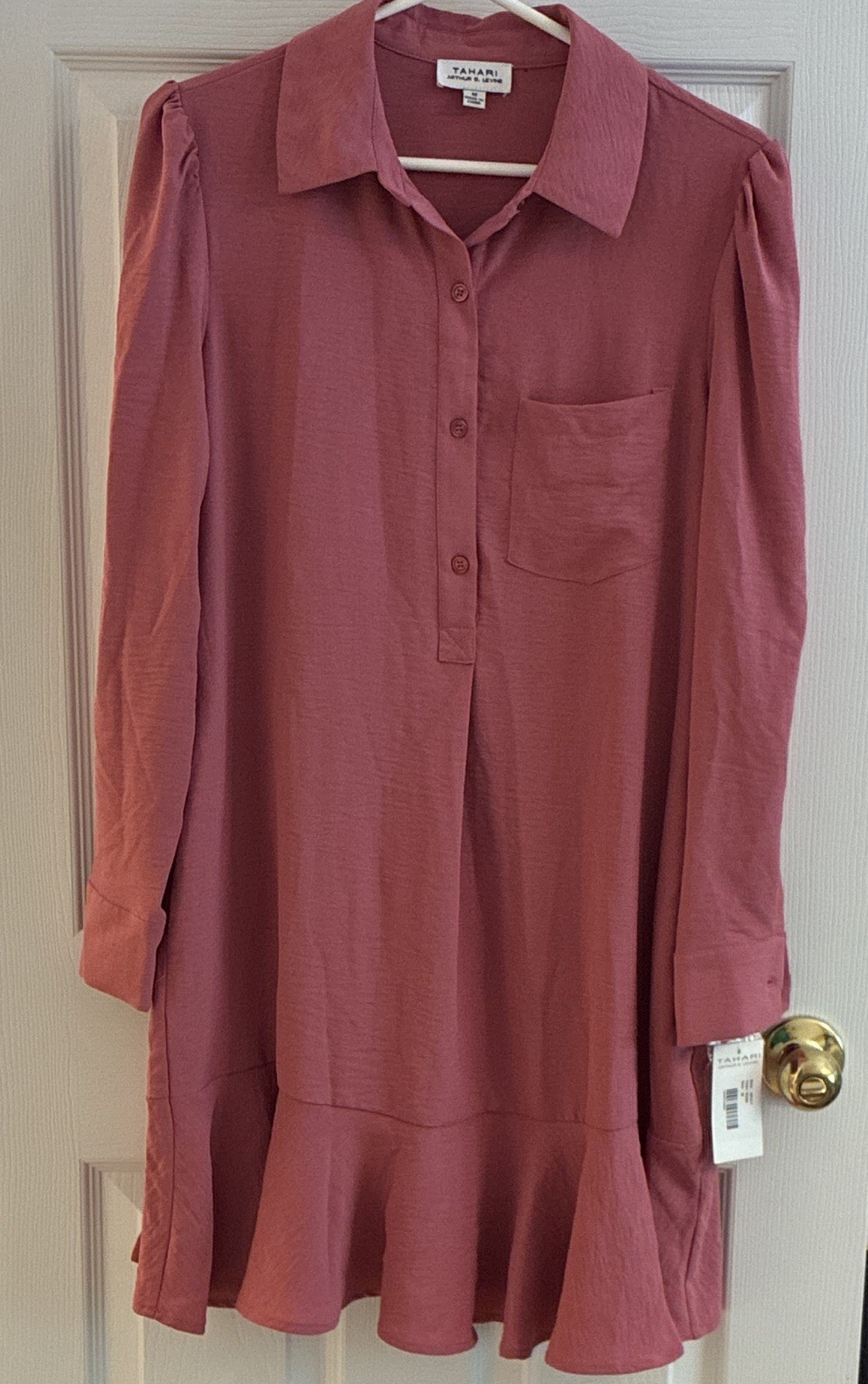 Tahari Arthur S. Levine Collared Rose Solid Shirt Dress M