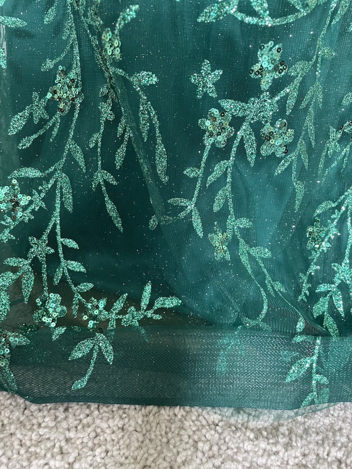 Ladivine by Cinderella Divine CD989 Emerald Sequin Mermaid Maxi Dress Size 12