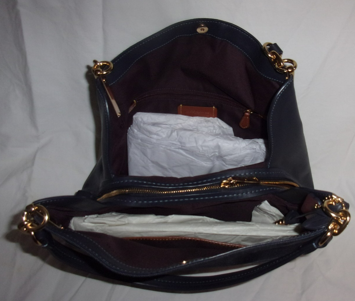 Coach Lori C0670 Shoulder Bag in Deep Navy Soft Leather &Canvas