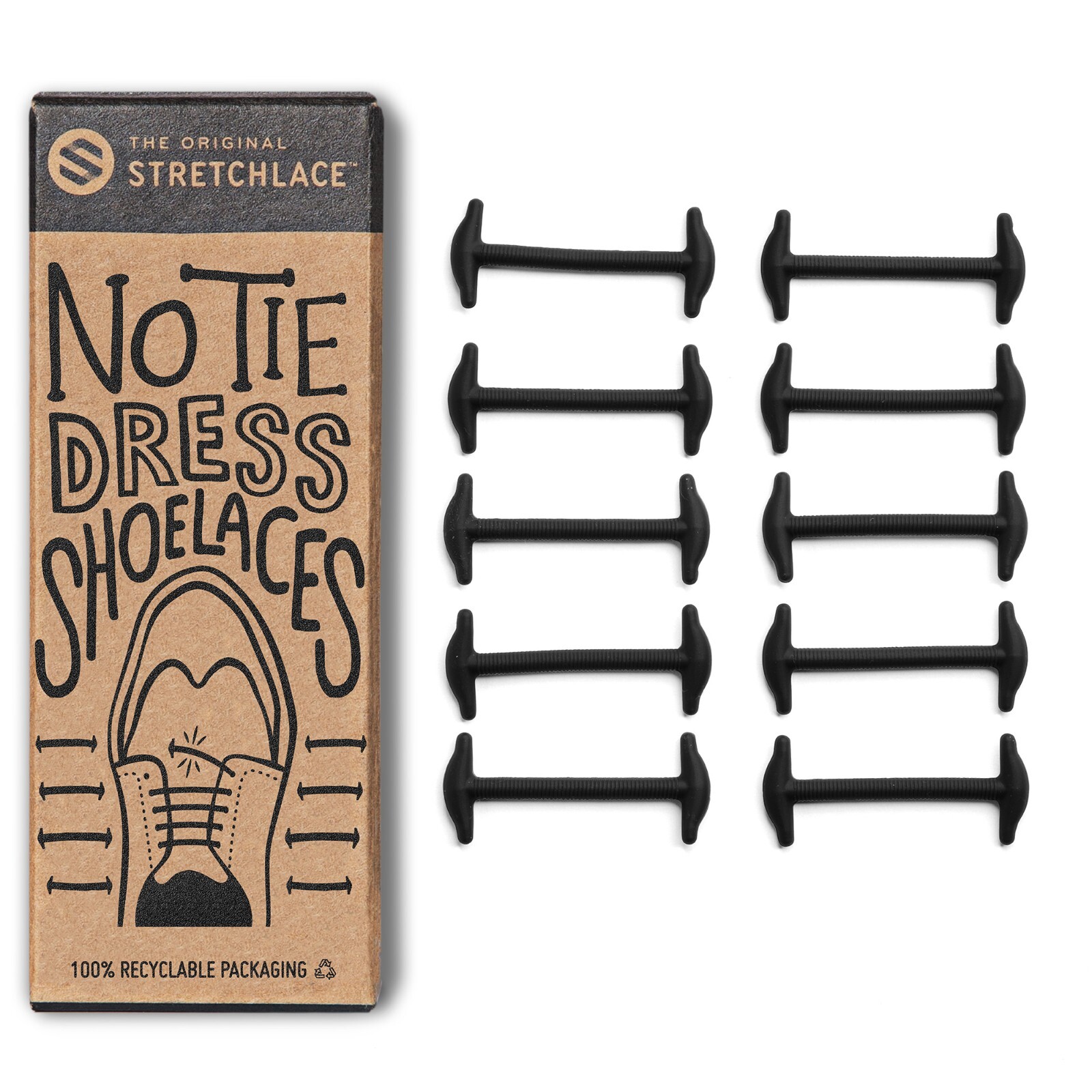 No Tie Elastic Dress Shoe Laces for Kids and Adult Silicone Straps Brown Black