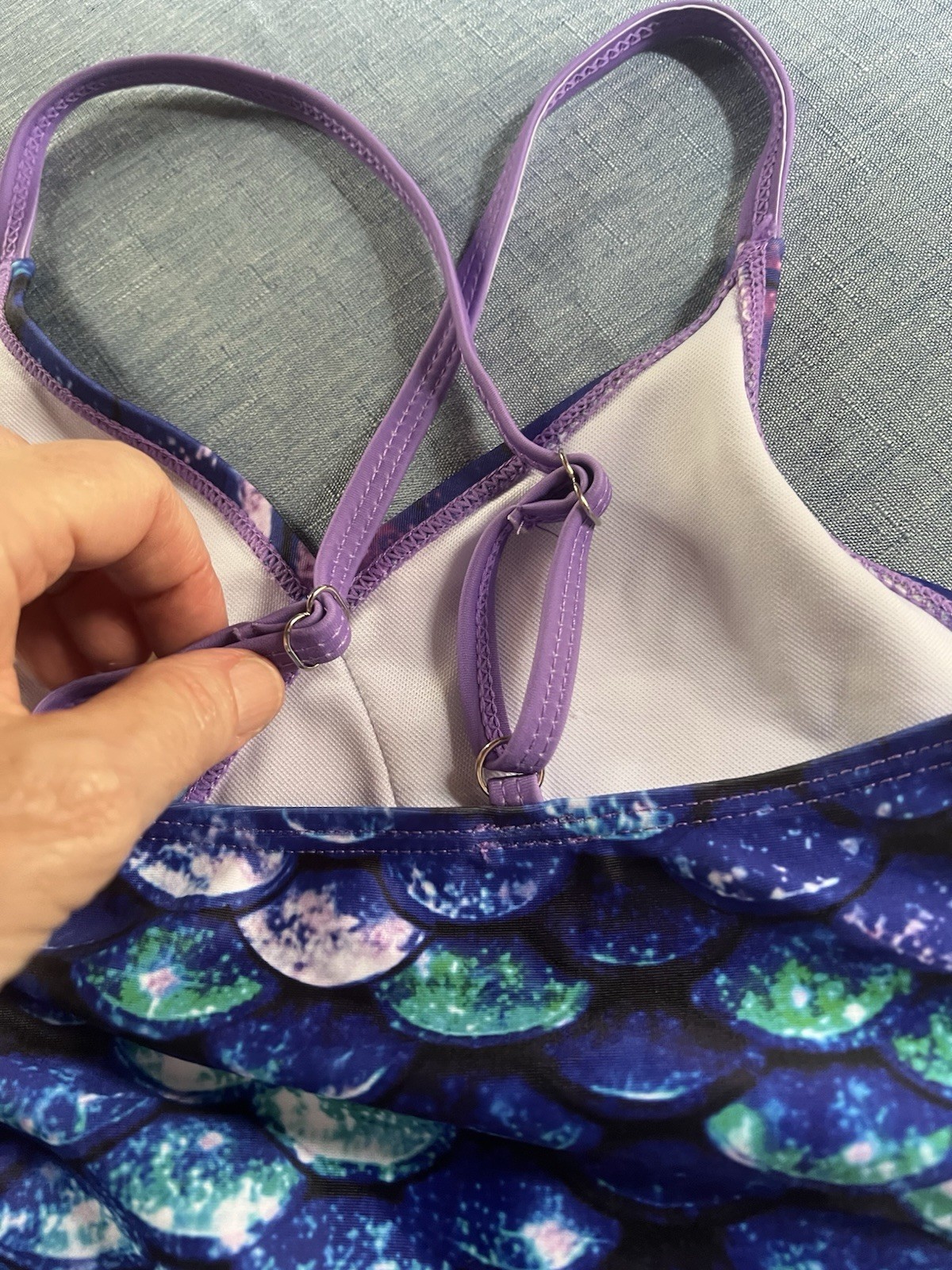 NWT Purple Mermaid Scales Swimsuit 3 pieces Tankini Skirt Size 10 Youth