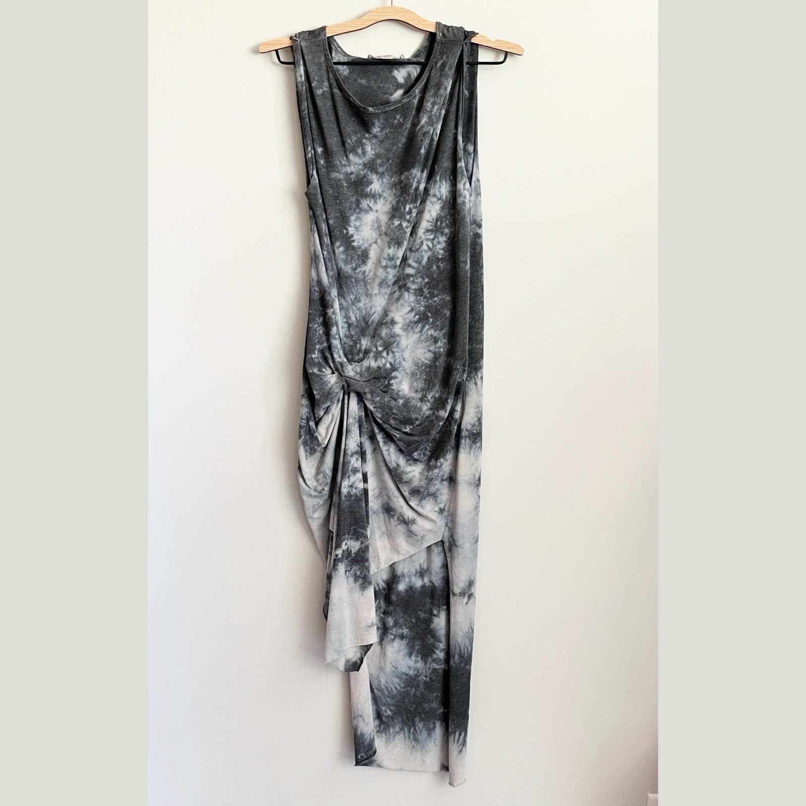 ALLSAINTS Dress Size Small Dyetie Riviera Dark Gray Tie Dye Asymmetrical Soft