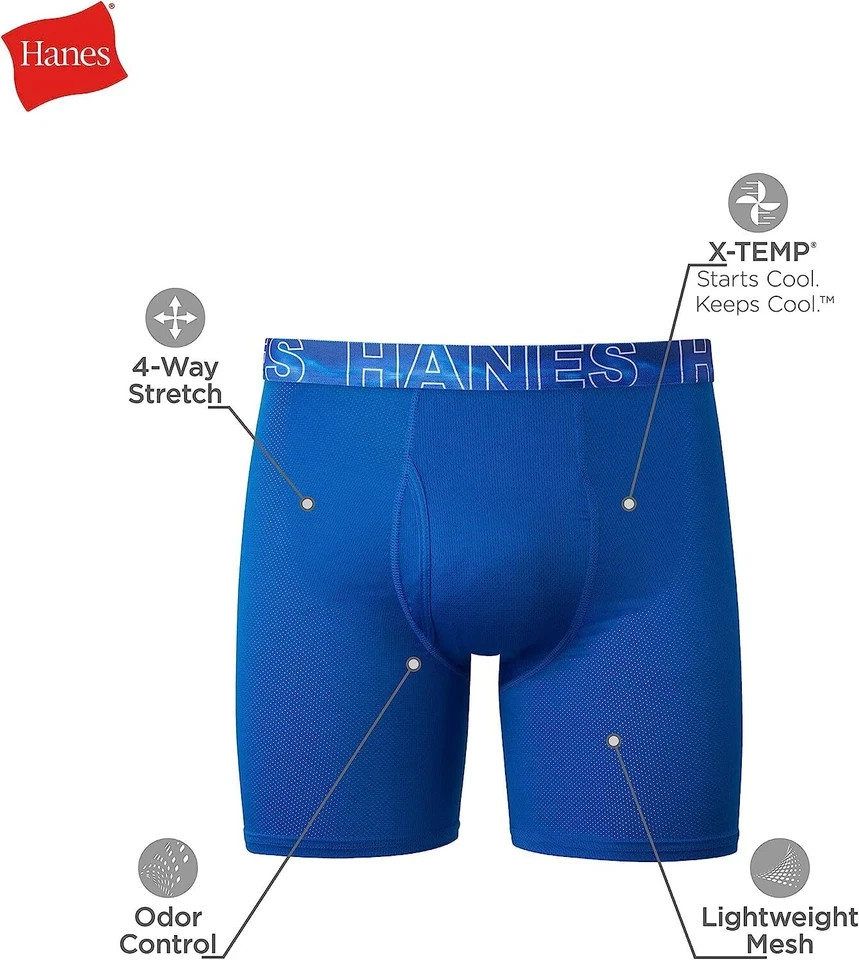 Hanes Men’s X-Temp Stretch Boxer Briefs Assorted-3 Medium