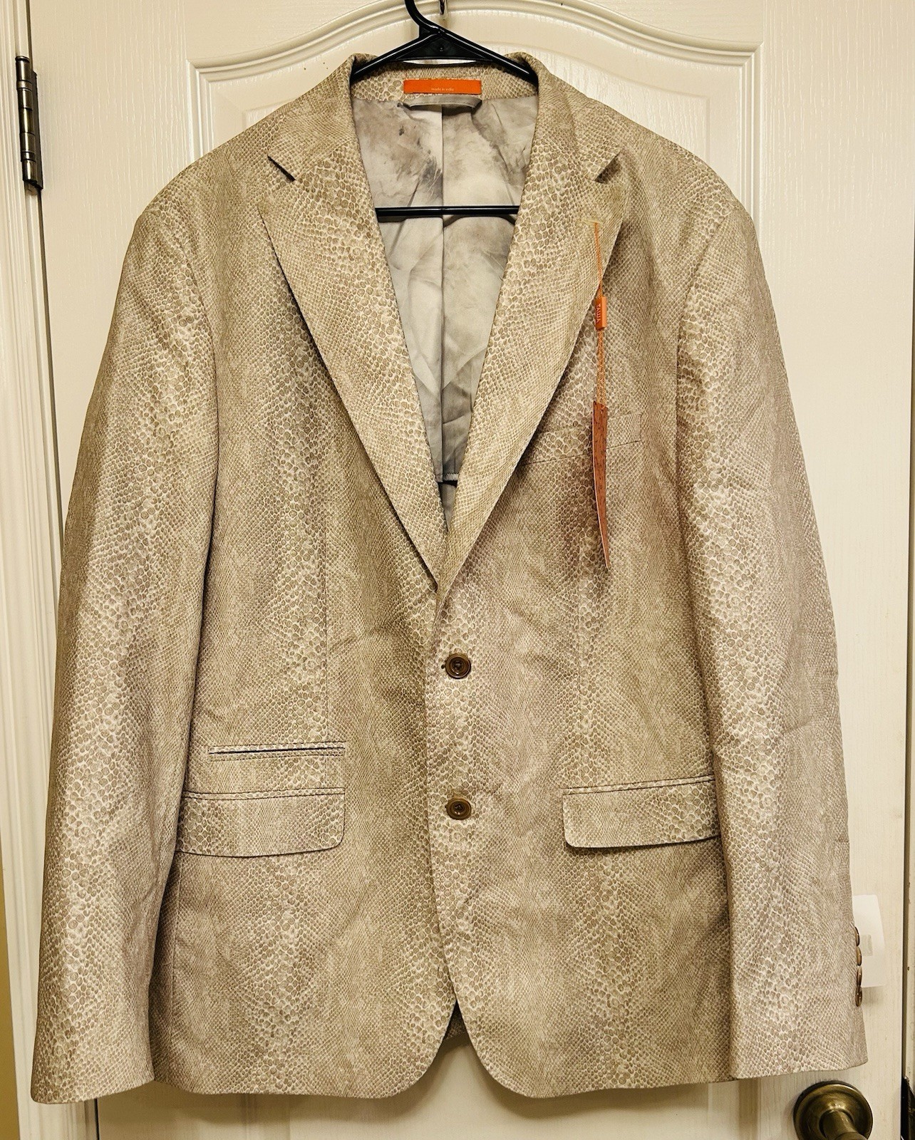 Slim-Fit Sport Coat/ Blazer Snakeskin Tallia Cotton Blend Mens Large – NWT