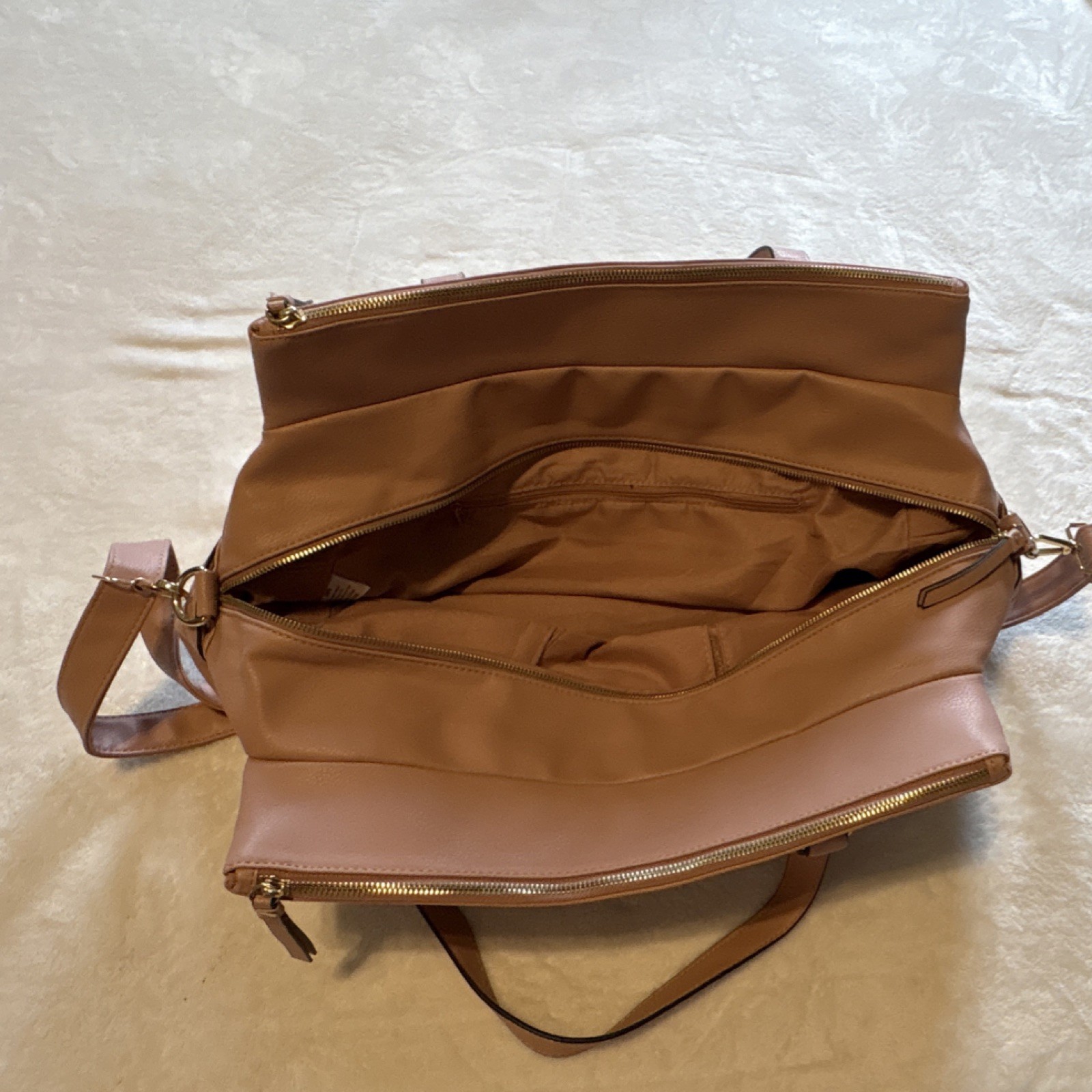 Blush Pink Shoulder Bag Gold Hardware Buckle Accent Zipper Detachable Strap