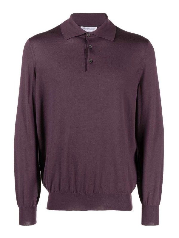 BRUNELLO CUCINELLI MEN’S DARK PURPLE WOOL POLO SHIRT MSRP $1315