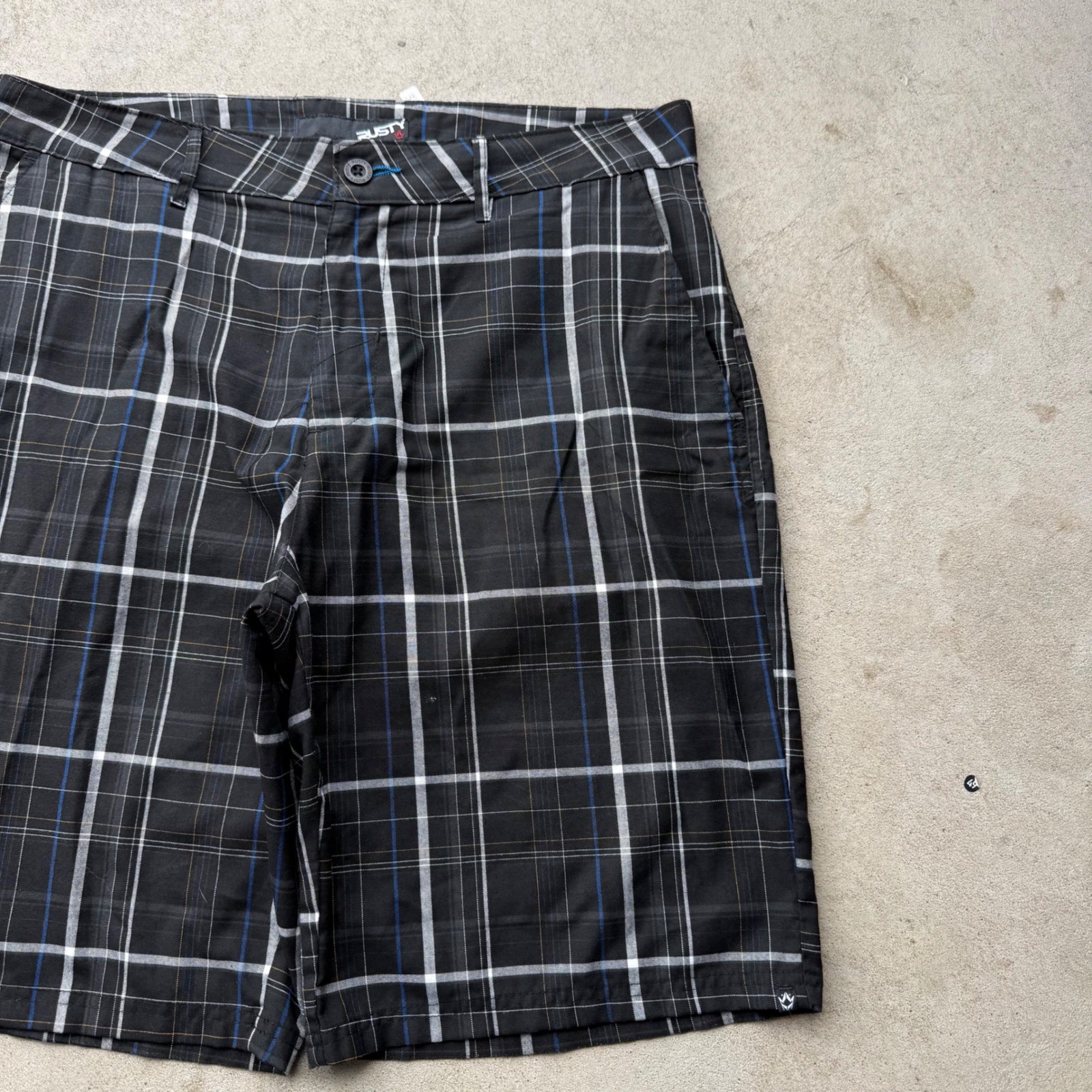 Y2K Mens Rusty Plaid Surf Skate Casual Goth Grunge Biker Walk Shorts 34