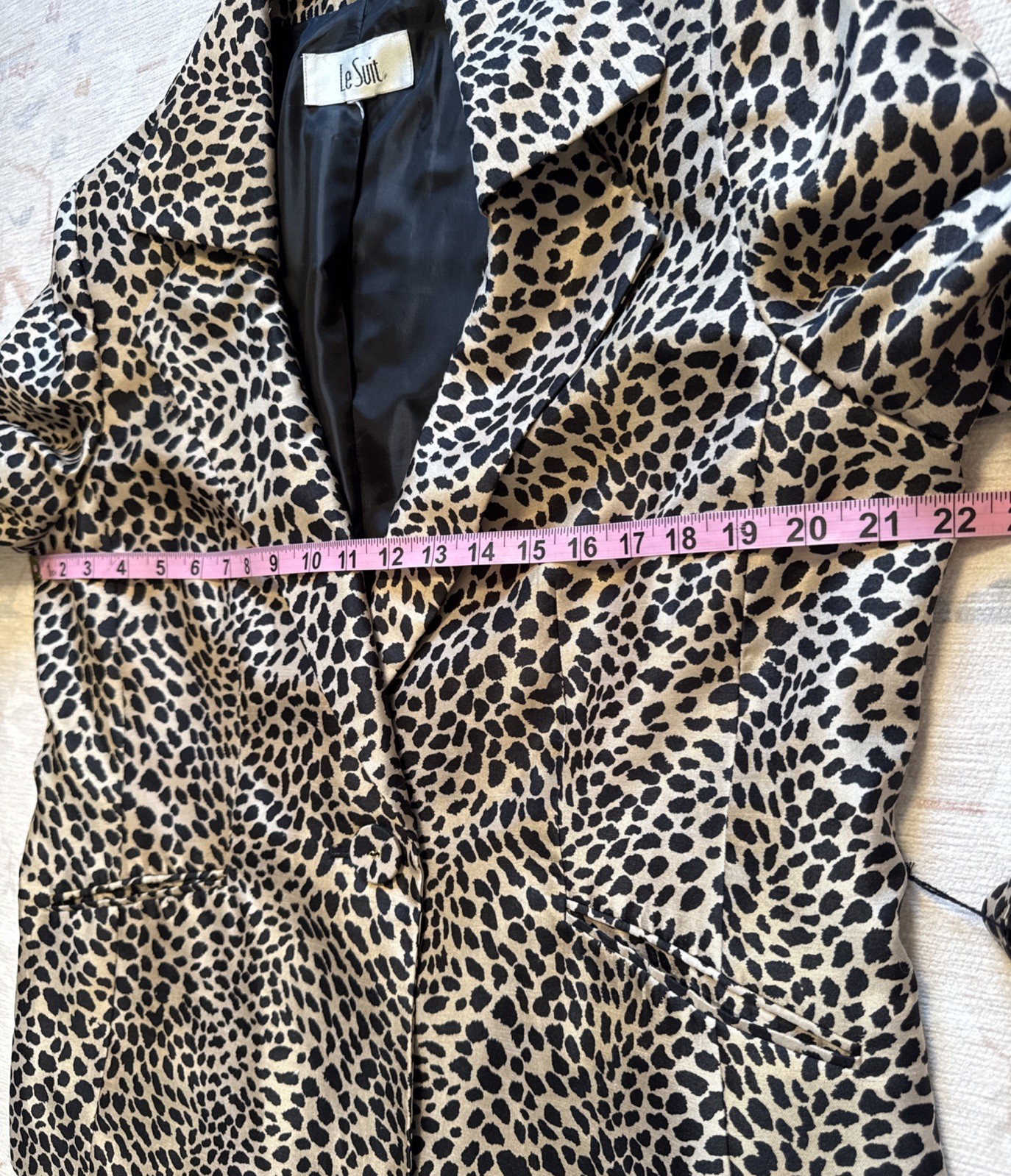 Vintage Y2K Le Suit Leopard Jacket Waist Tie Sash Belt L Classic Capsule Chic