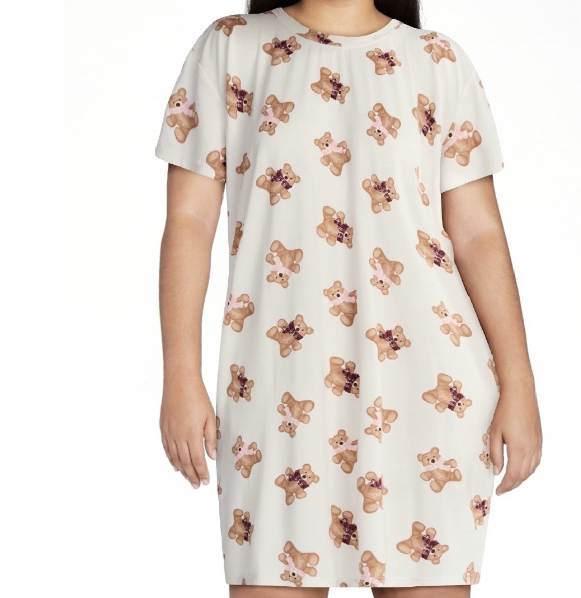 Joyspun Women’s Teddy Sleepshirt with Short Sleeves, Sizes S/M, New