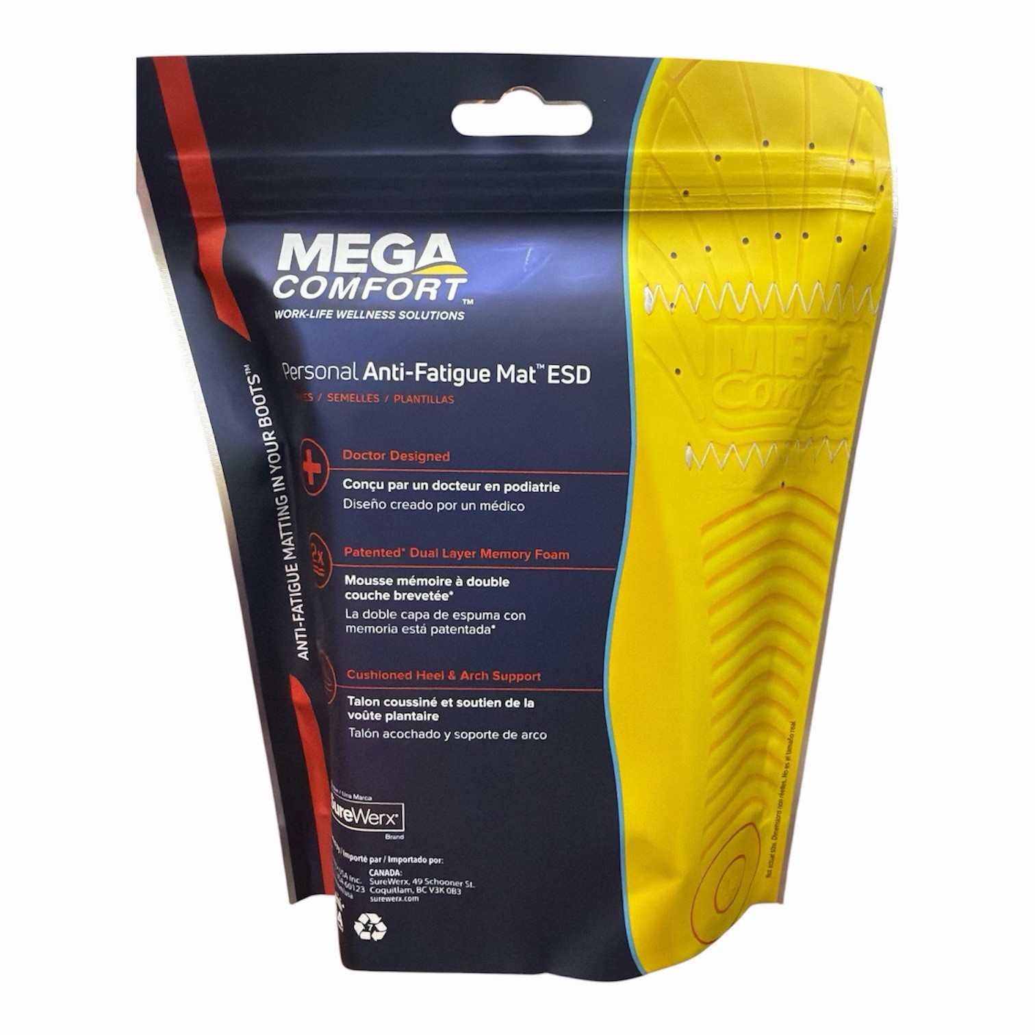 MEGAComfort Insoles Personal Anti Fatigue Mat Anti Static Men’s 6,7/ Women’s 8,9