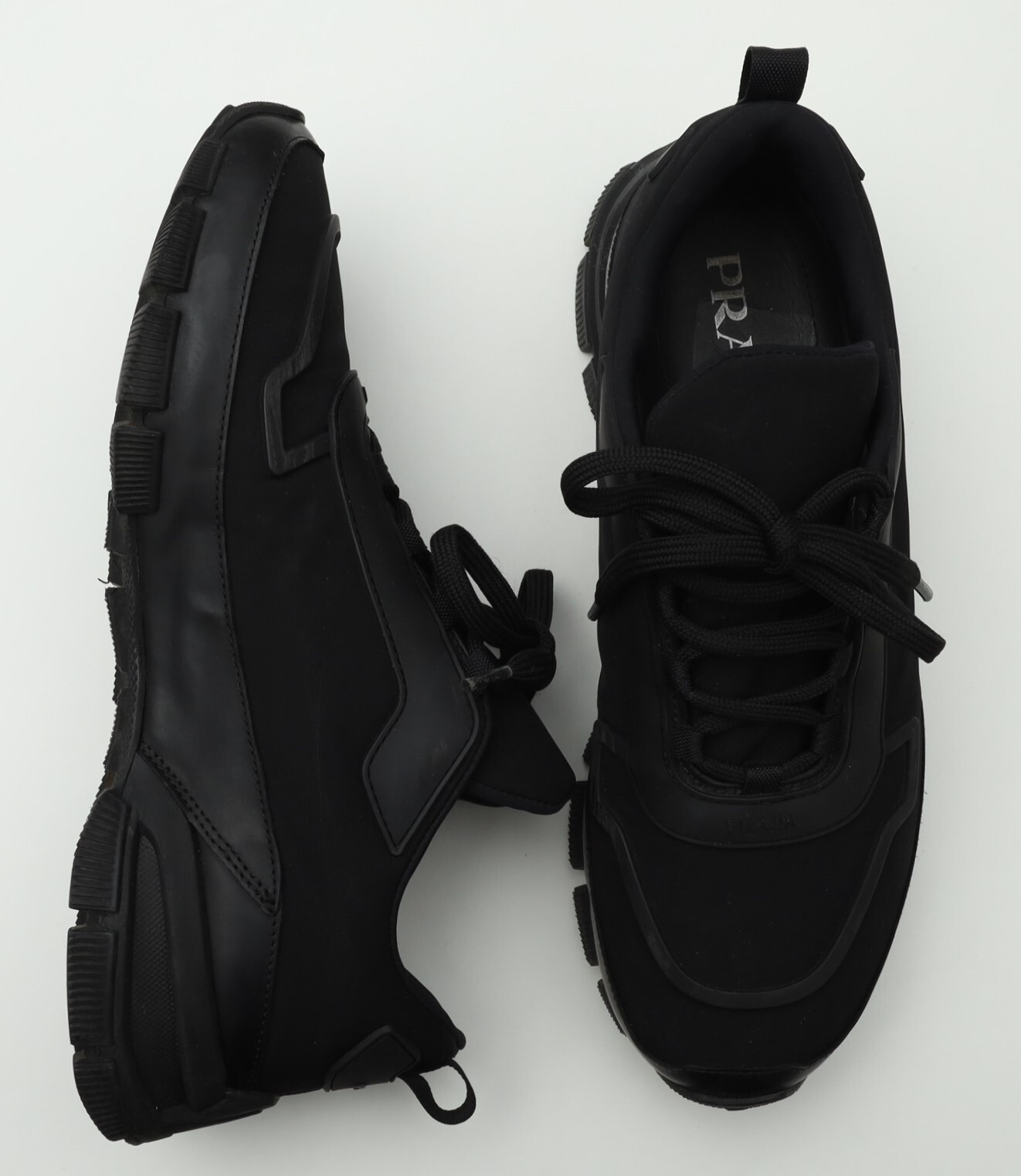 Prada Mens Sneakers Fabric Nylon/Rubber Sole Sneakers Sz UK 7/US 8 in All Black