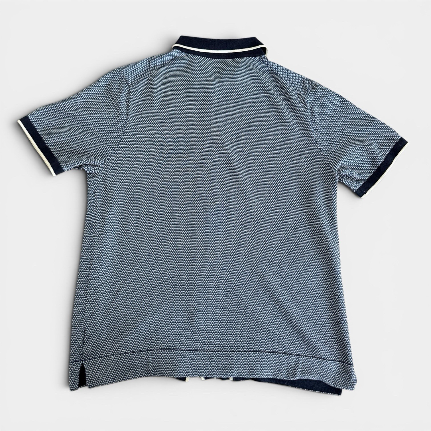 Todd Snyder Polo Collar Sweater Blue Geometric Large Button Placket Knitwear