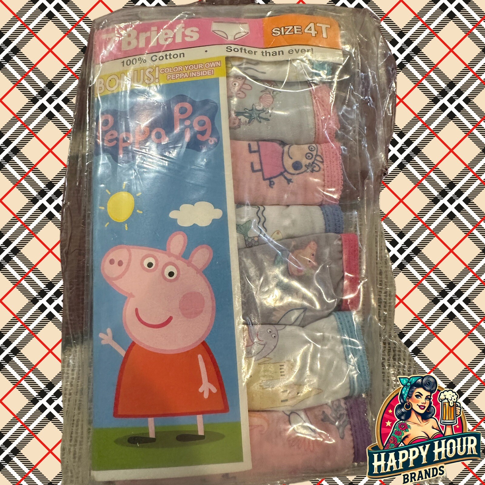 New Peppa Pig Girls 100% Cotton Character Toddler 7pk Briefs Assorted 4t