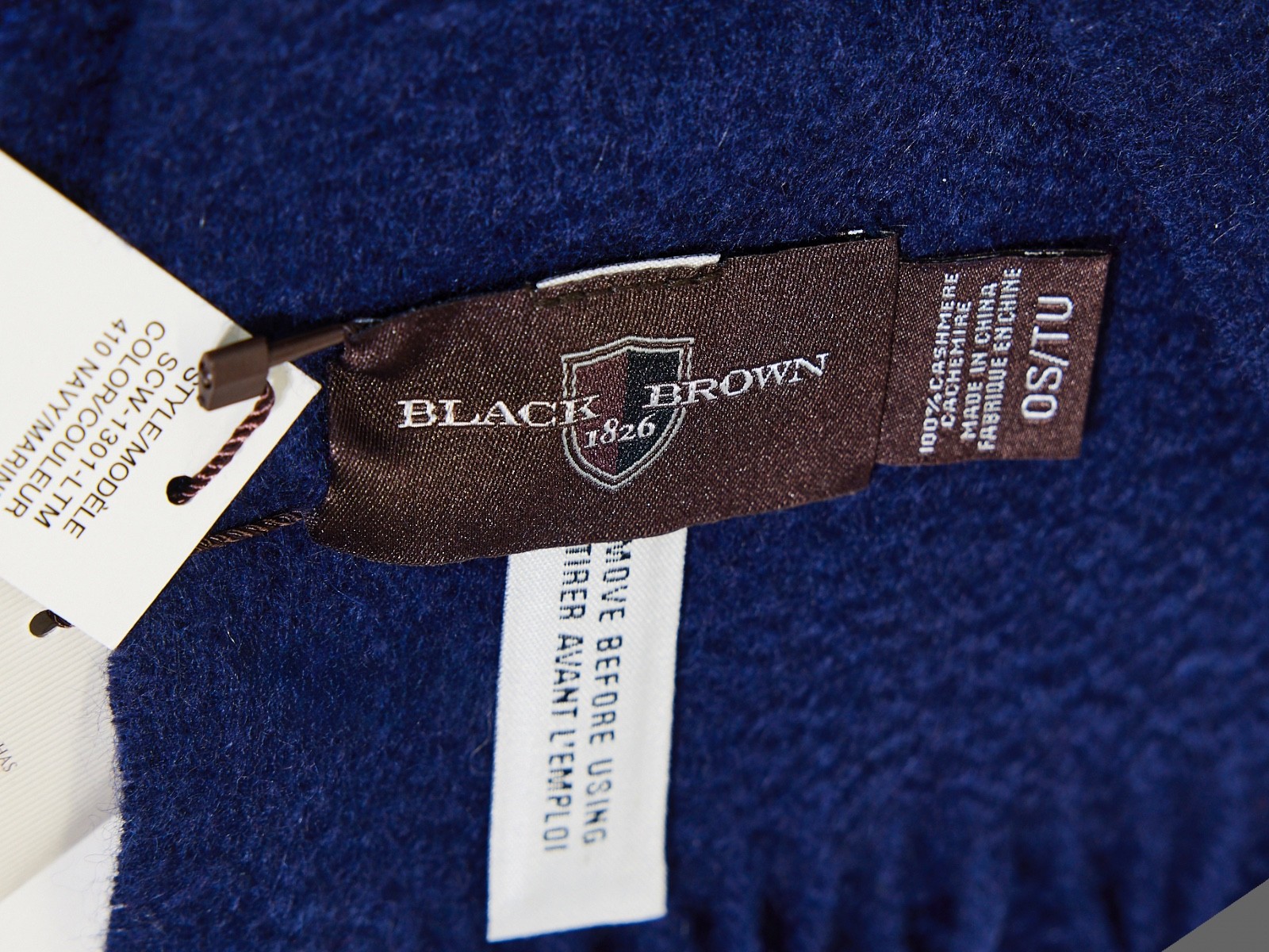 BLACK BROWN 1826 Mens Scarf 100% Cashmere Wool Winter NAVY BLUE NWT NEW