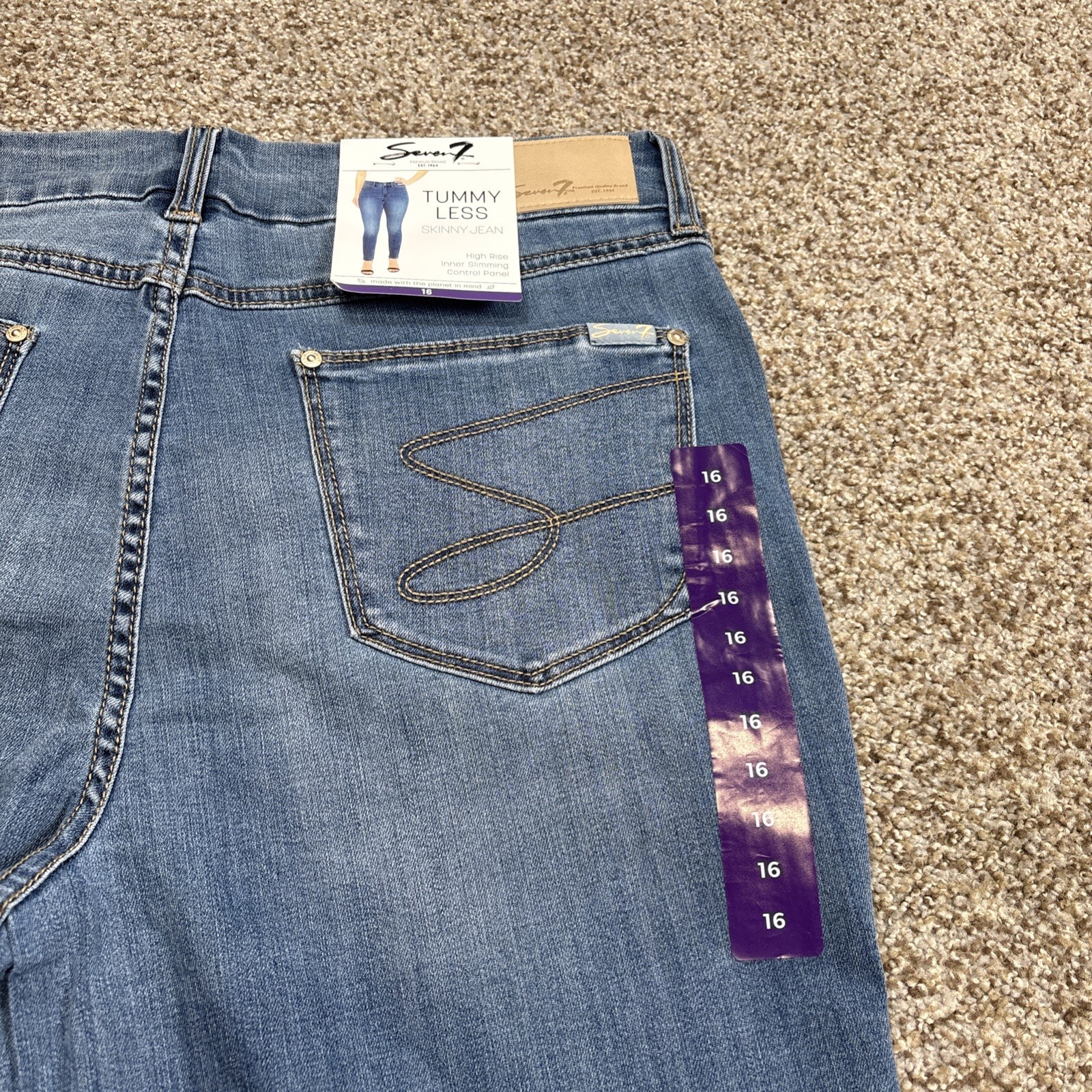 Seven7 Women’s Tummyless Stretch Skinny Jean Size 16 Fits 36 X 29 NEW