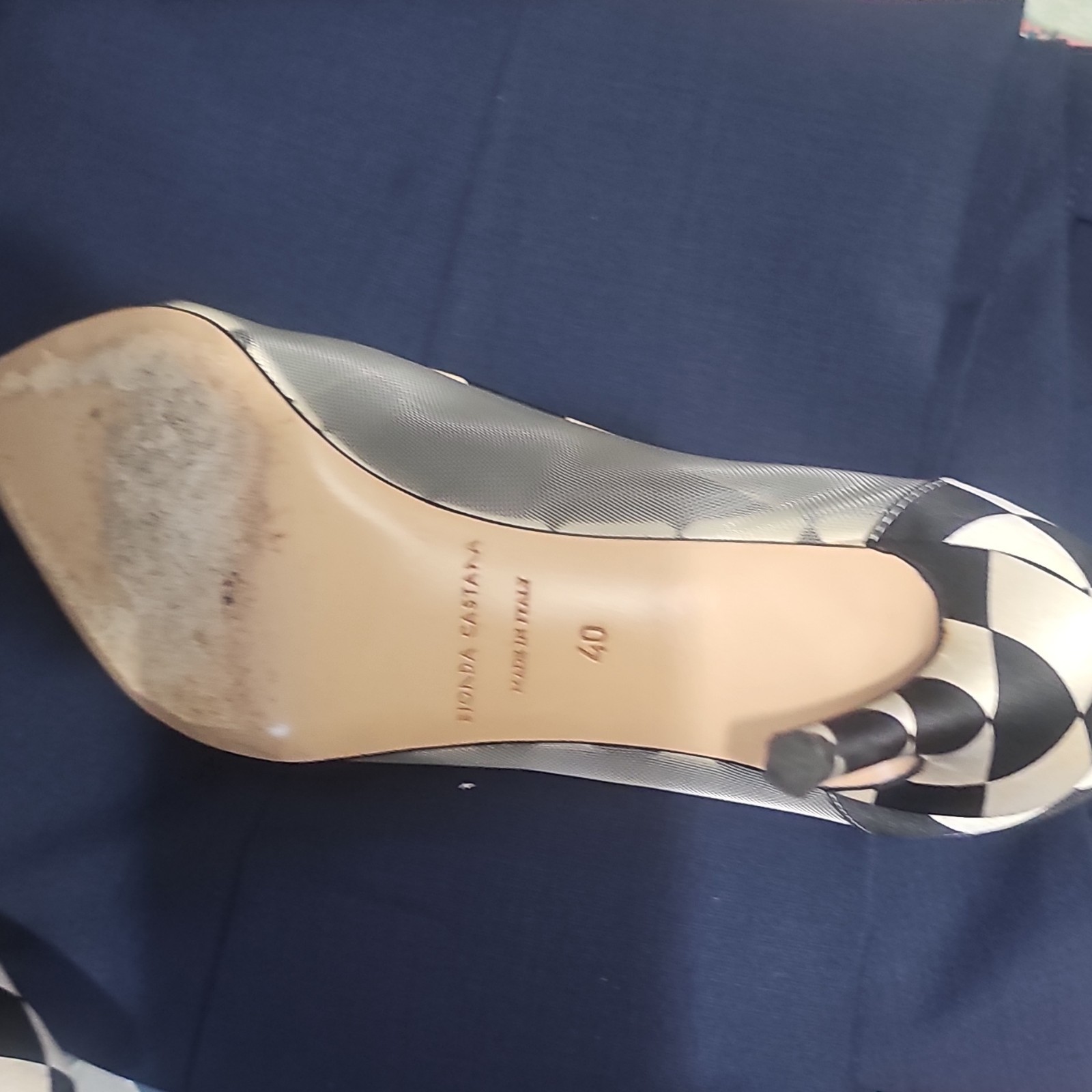Bionda Castana Mesh Geometric Pointed Toe Pumps Black White Beige Women US 8