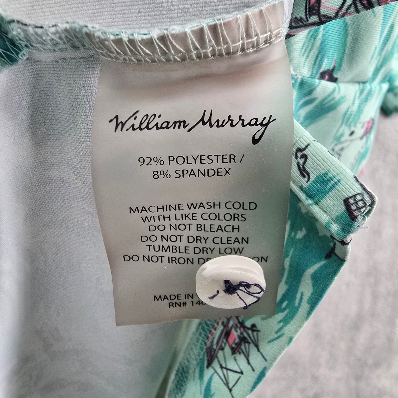 William Murray Large Cape Cod Mens Aqua Nautical Map Print Golf Polo Shirt EUC