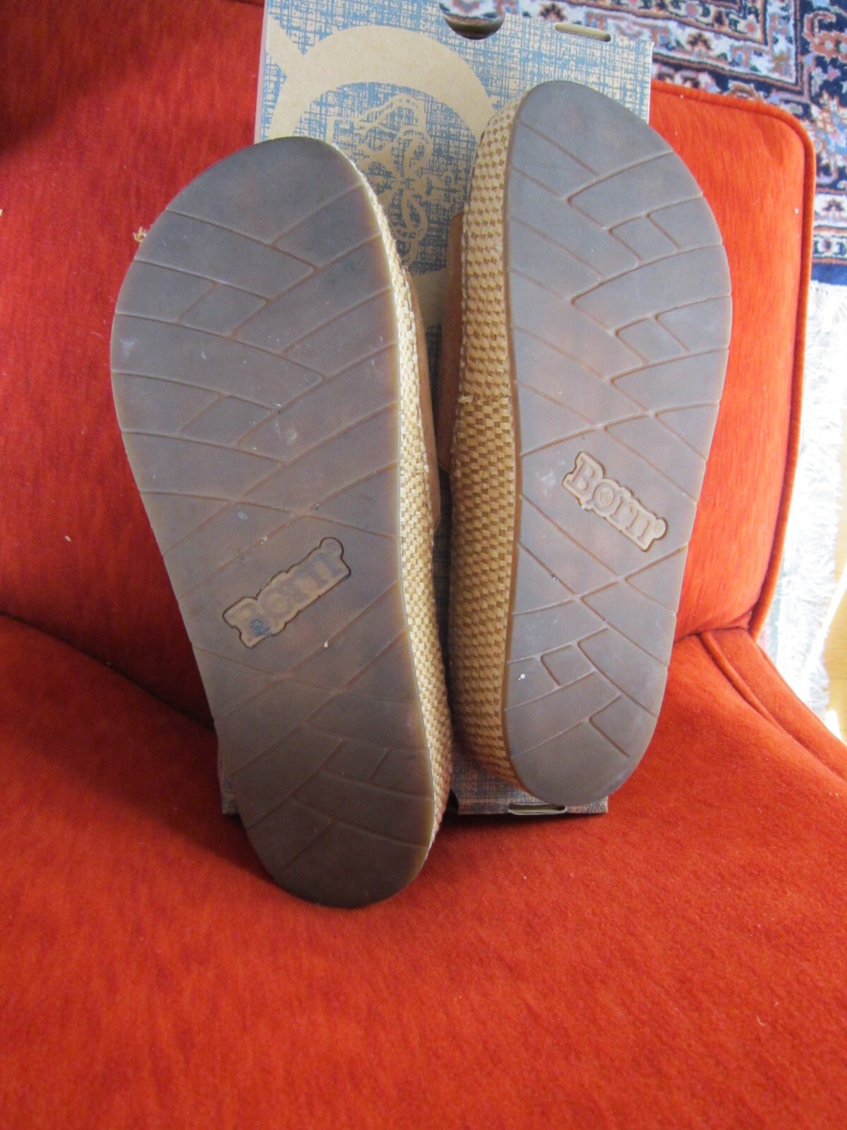 Born Sloane TanSandals Size 8 M Slides Leather Cork Platform Big Buckle