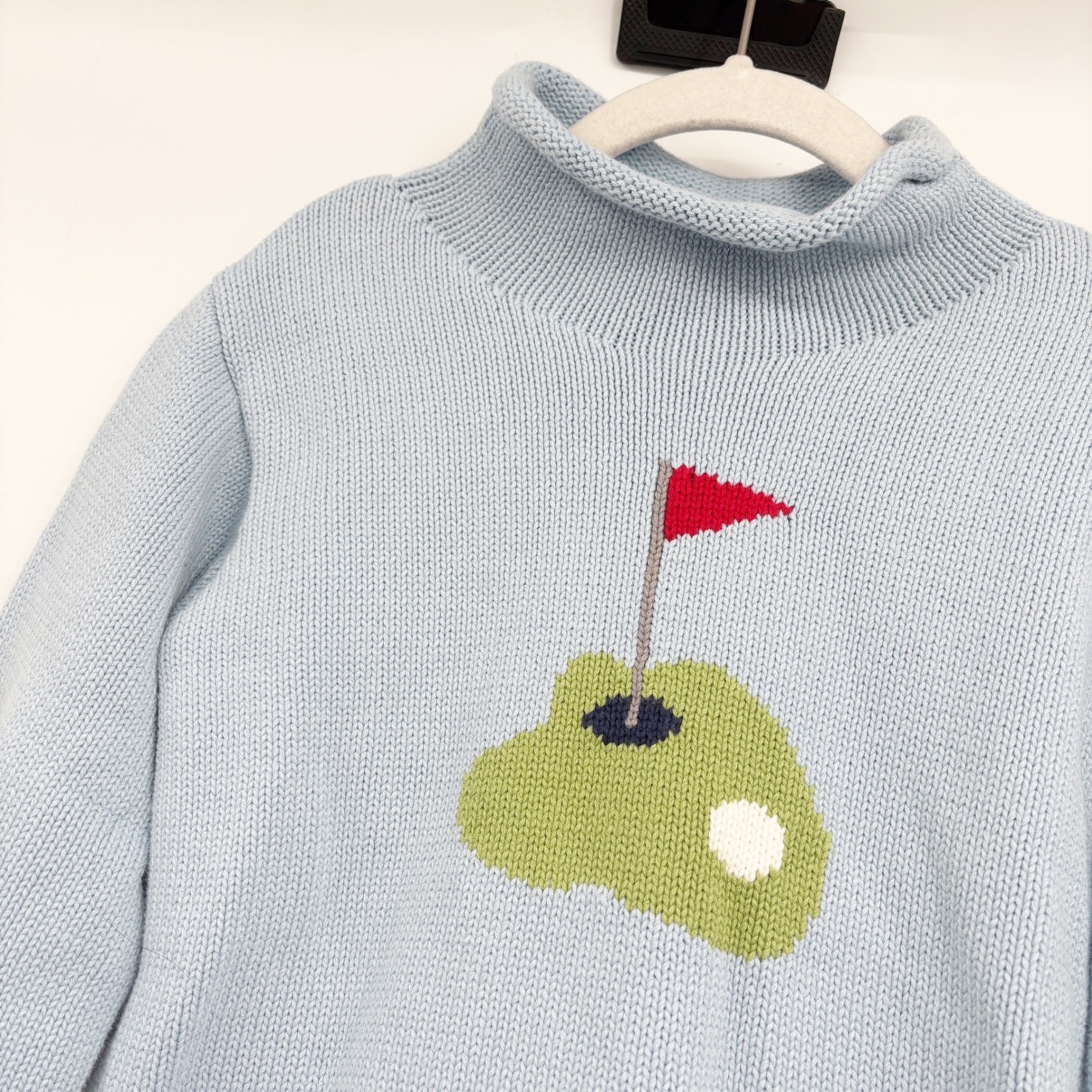 Mud Pie Kids Blue Golf Rollneck Preppy Shaker Knit Novelty Sweater Size 4T-5T