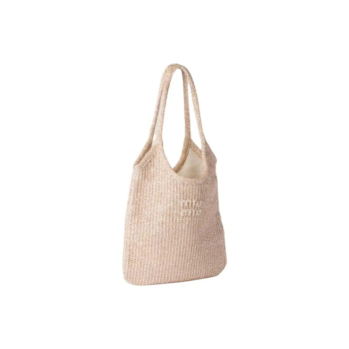 MIU MIU Ivy Polyamide Shoulder Bag Women’s Pink Beige 15.7×13.7 in