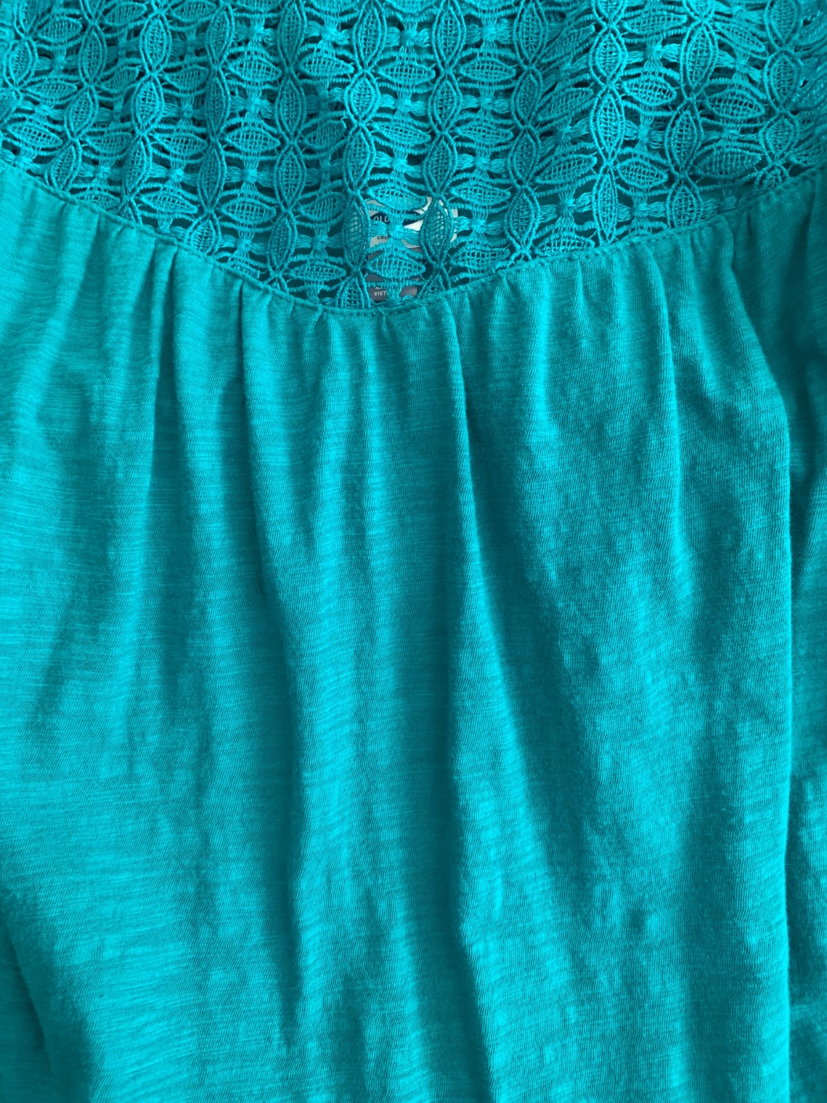 Old navy teal green cold shoulder lace top size large
