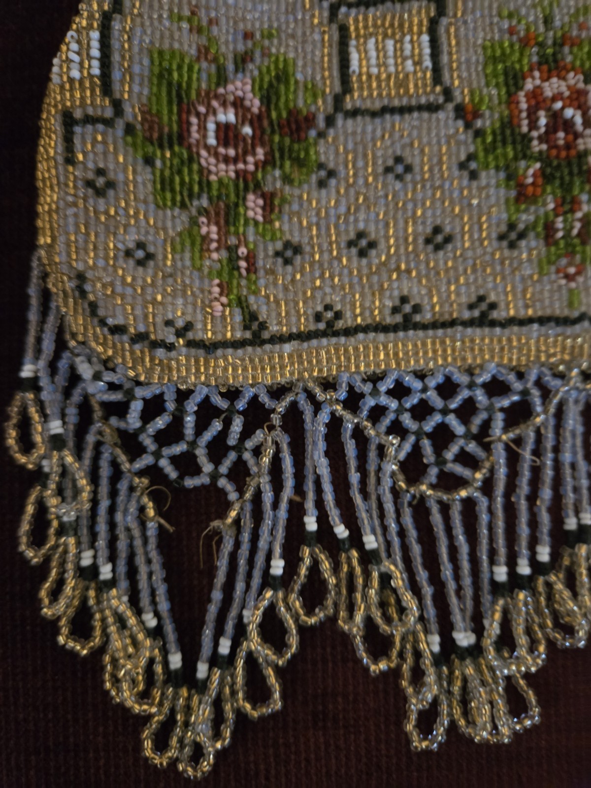 Antique 1900’s Rose Motif Beaded Purse