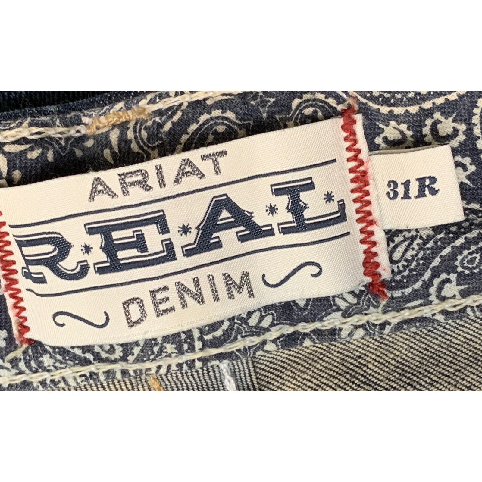 Ariat REAL Men’s Denim Dark Wash Bootcut Jeans 31R Contrast Stitch Stretch