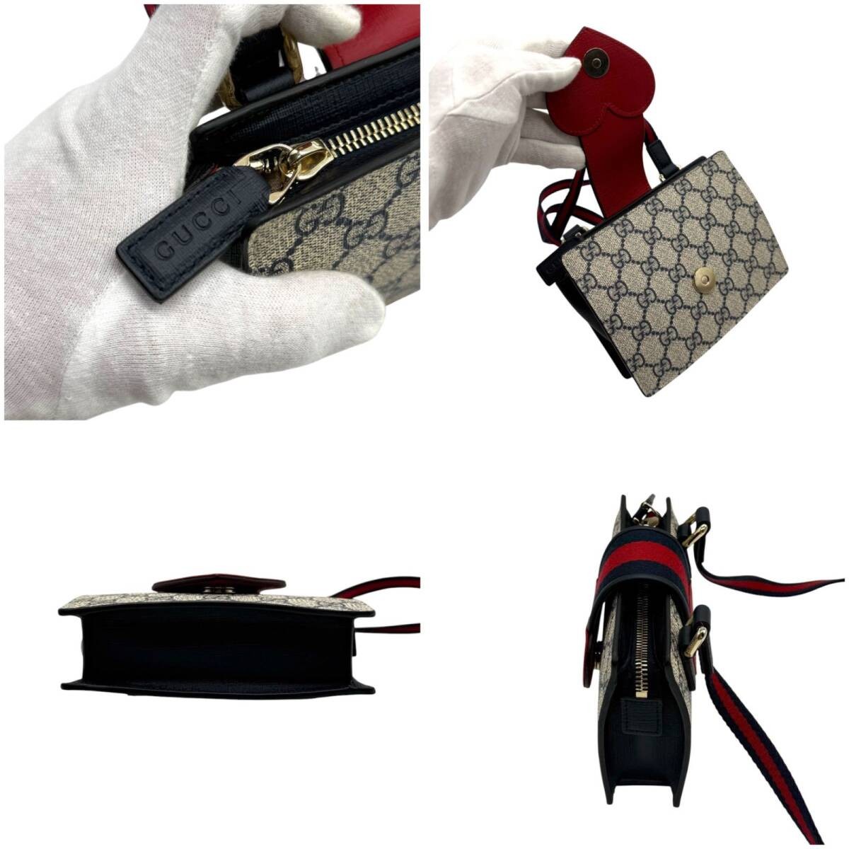 GUCCI GG Supreme children’s heart shoulder bag red beige navy 793830 mini bag Sh