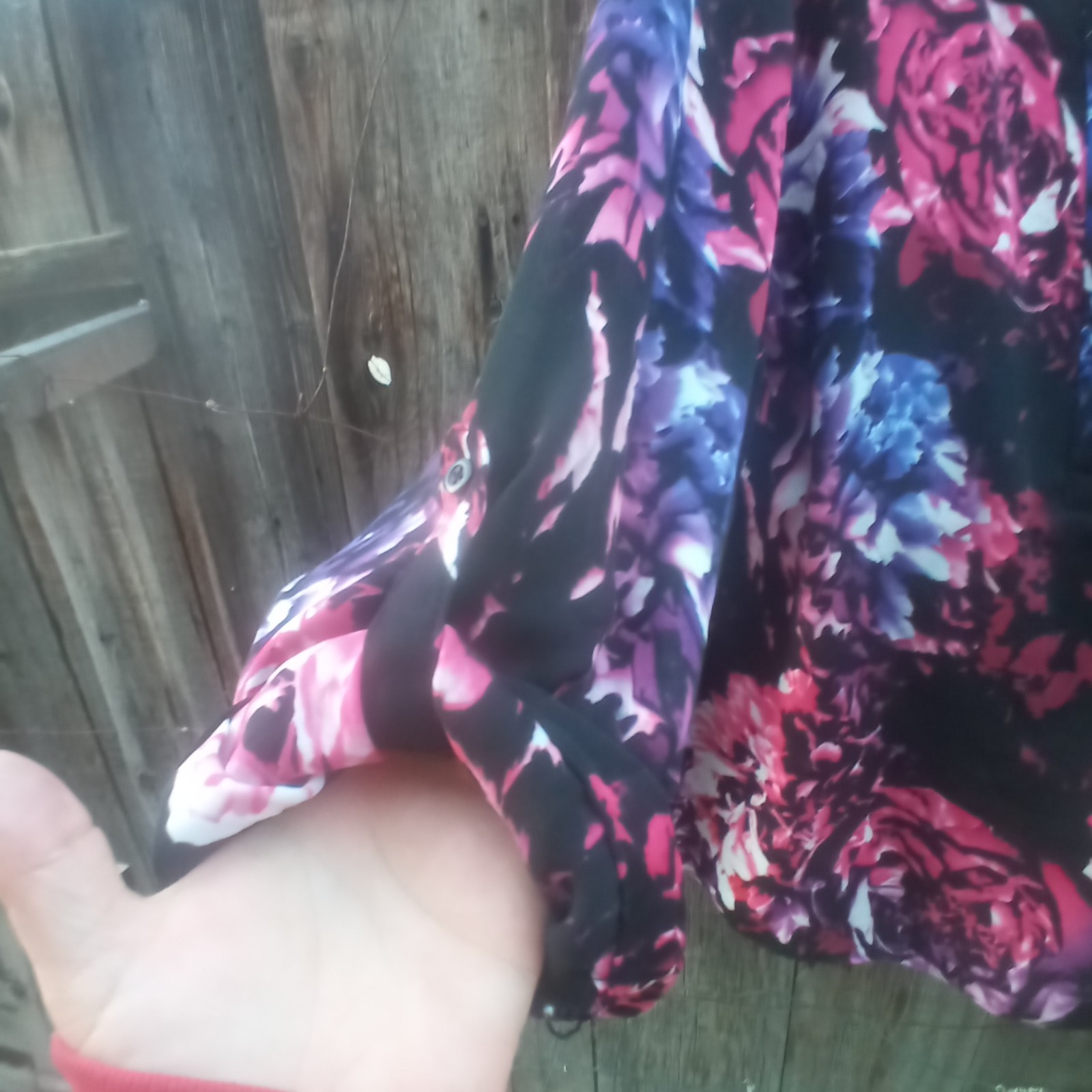 Apt 9 Floral Print Blouse 2X Semi Sheer Roll Tab Sleeves Pullon Half Zip Front