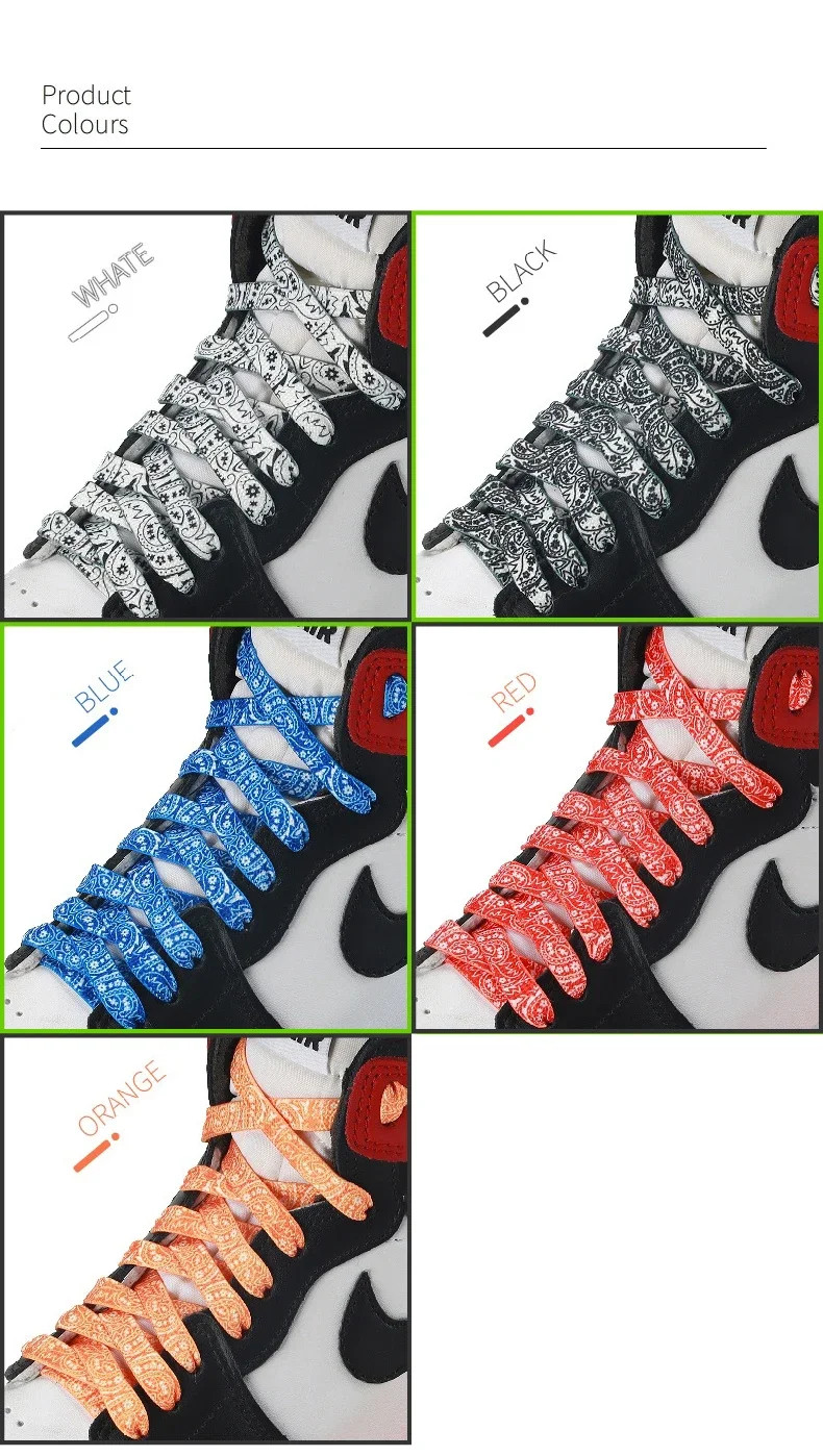 Cashew Flower Shoelace Flat Shoelaces for Sneakers Creative Gradient Colorful Sh