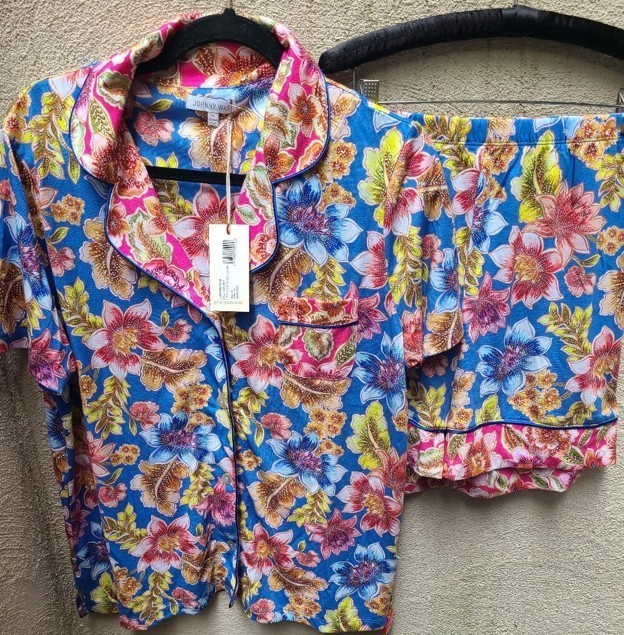 Johnny Was Printed Cotton Modal Shorty Pajamas Leilah Medium NWT