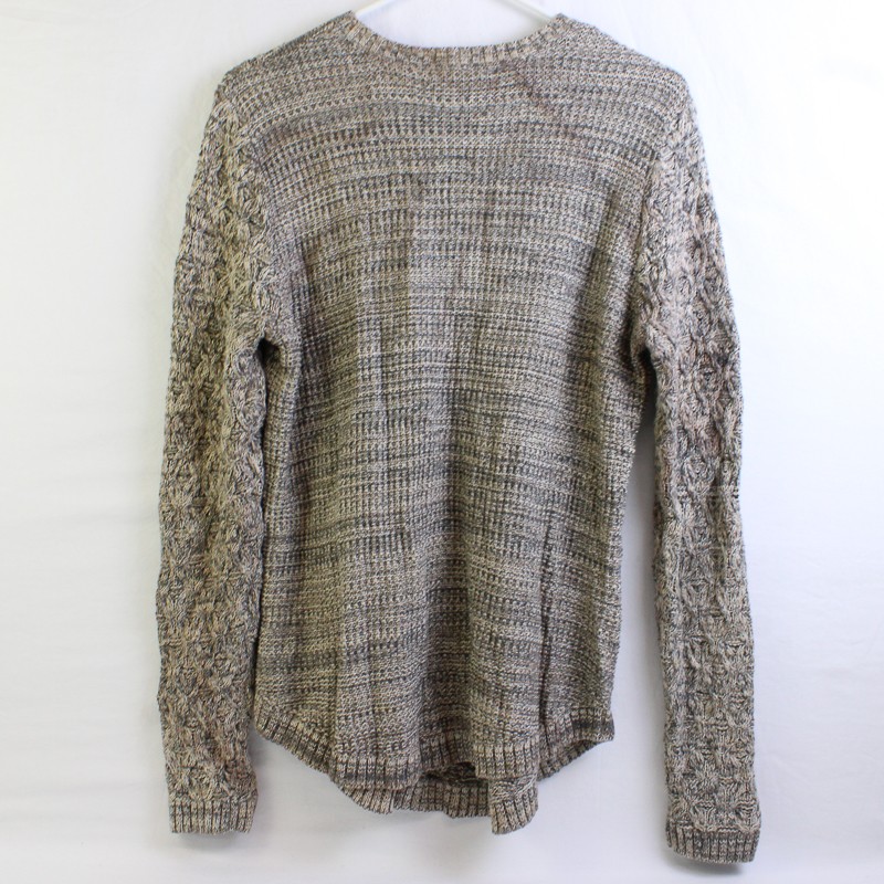 Jeanne Pierre Beige and Gray Marled Knit Cotton Sweater Women’s Size Medium