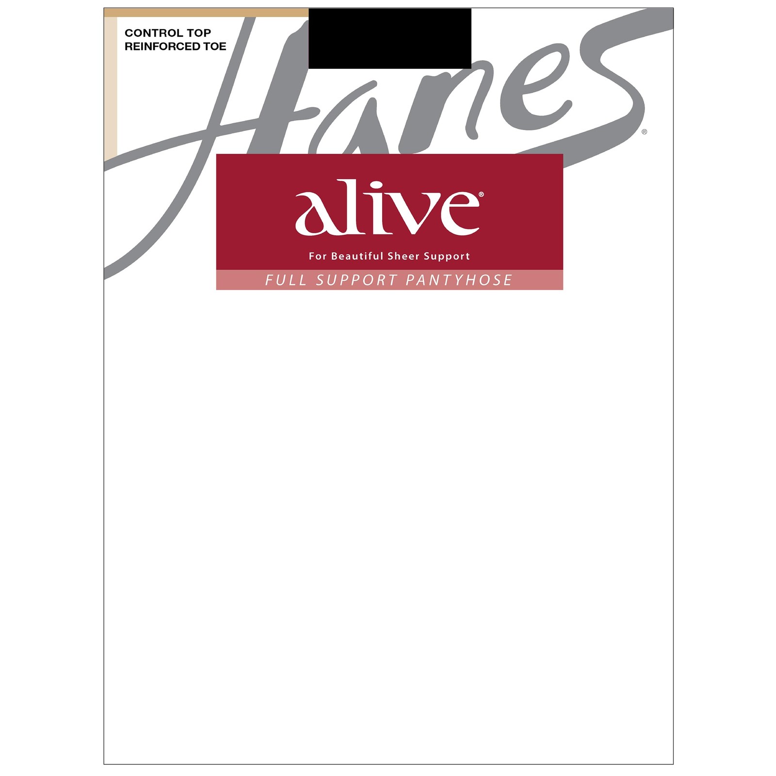 Hanes Alive Toe Sheer Pantyhose Barely Black Size F Pack of 1
