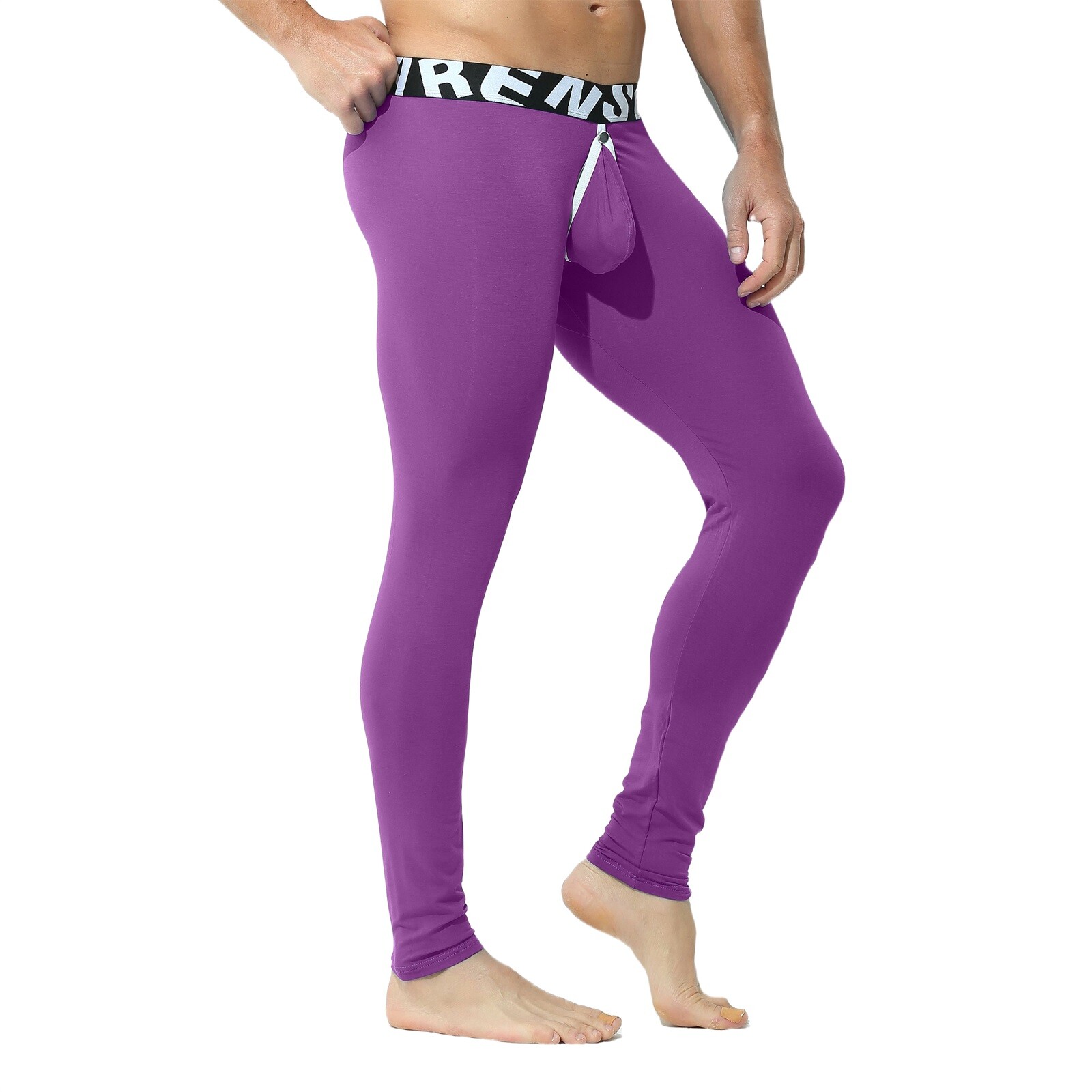 Men Sexy Thermal Long Johns Legging Pants U Convex Seperate Pouch Soft Underwear