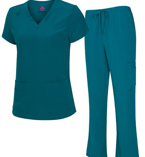 Medical Nursing Natural Uniforms Women’s Cool Stretch V-Neck Top and Cargo Pant
