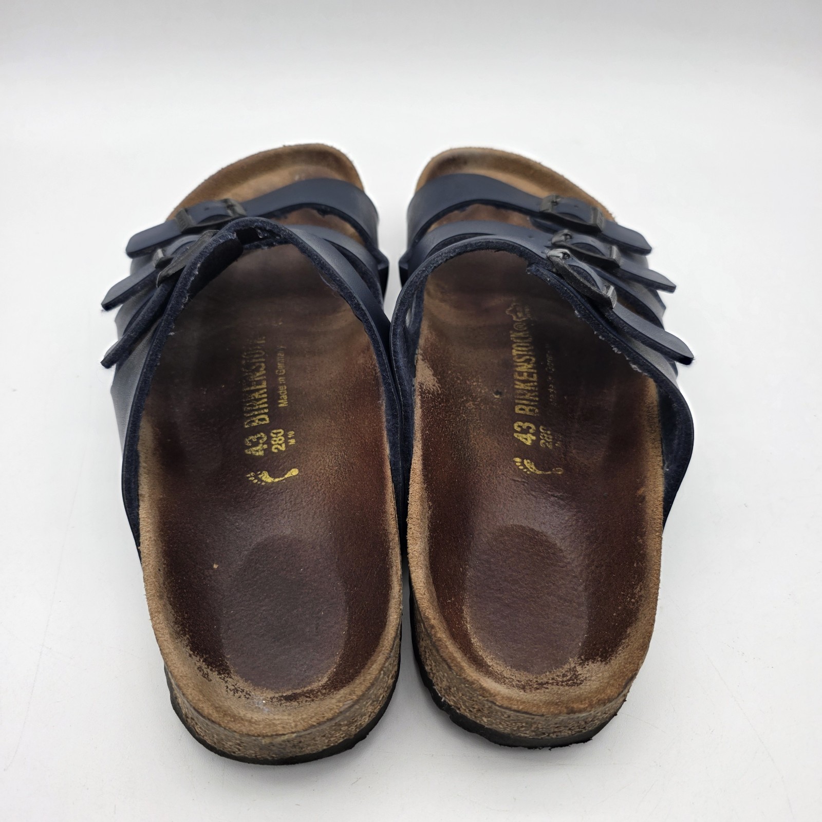 Birkenstock FLORIDA 3 Strap Soft Footbed Blue Navy Leather Sandals ~ 43