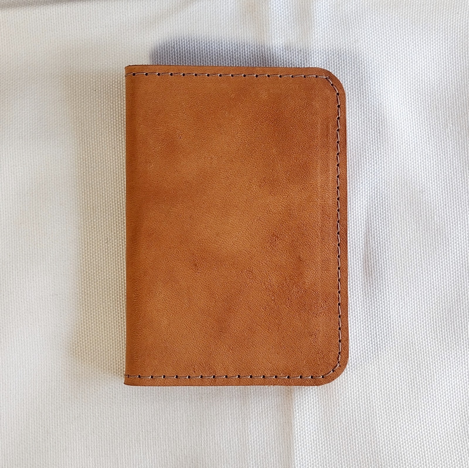 handmade 100% real leather wallet aged natural veg tan vertical bifold
