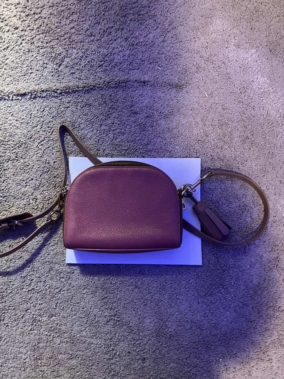 Marc Jacobs Leather Crossbody Bag Dome Half Moon Mauve Plum Purse Shoulder